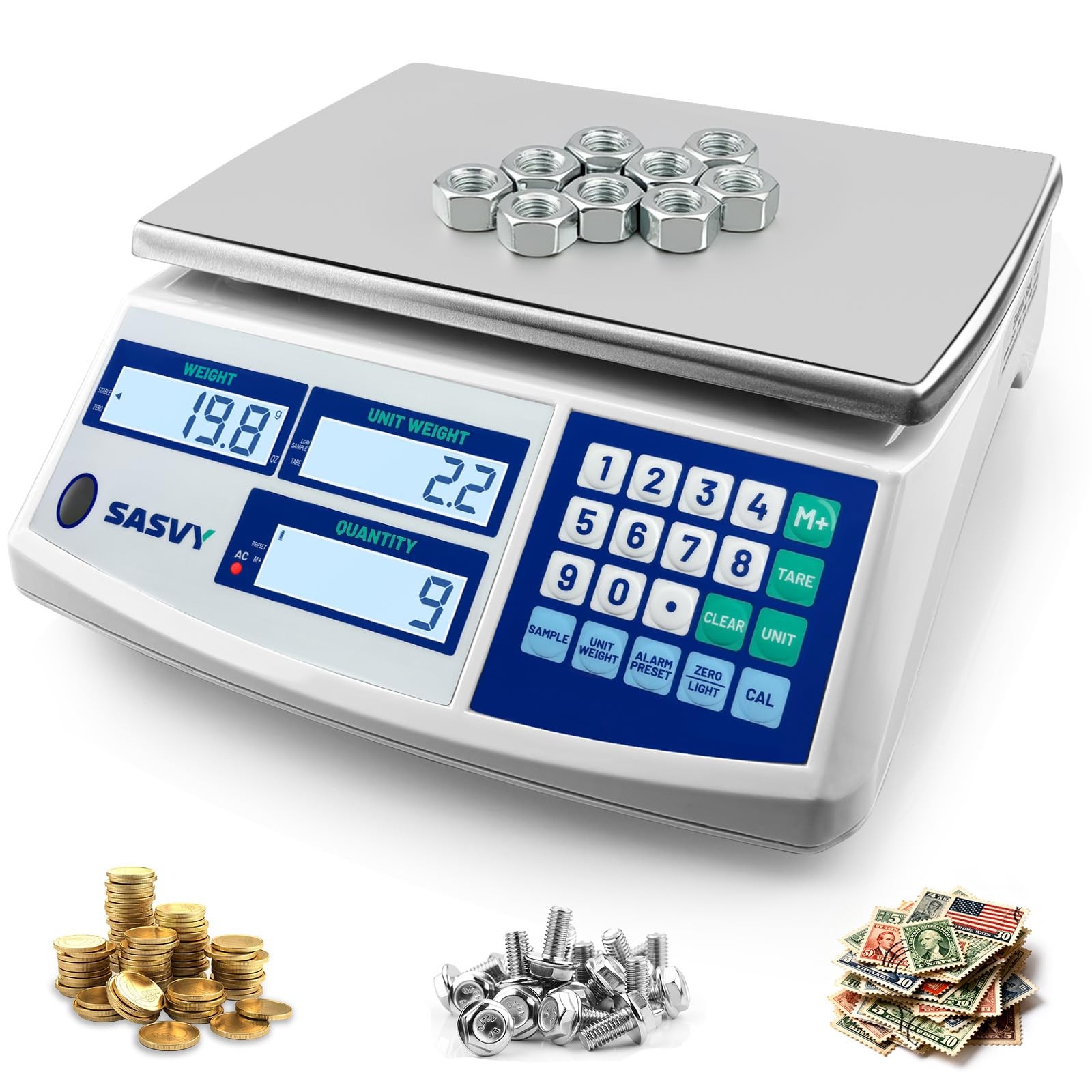 Counting Scale (88lb/40kg, 0.1g) lb/oz/kg/g Industrial Digital Inventory Scal…