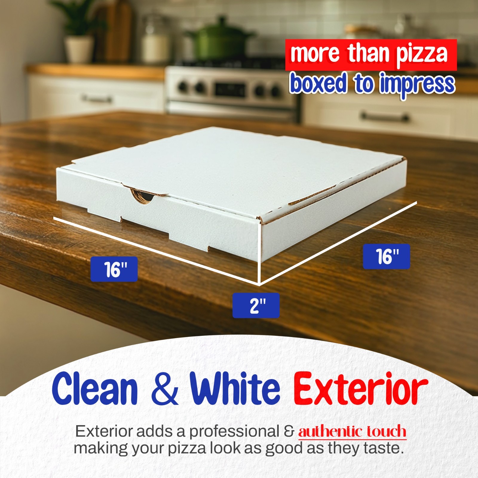 MT Products 16″ x 16″ x 2″ White Pizza Boxes B-Flute Cardboard – Pack of 10