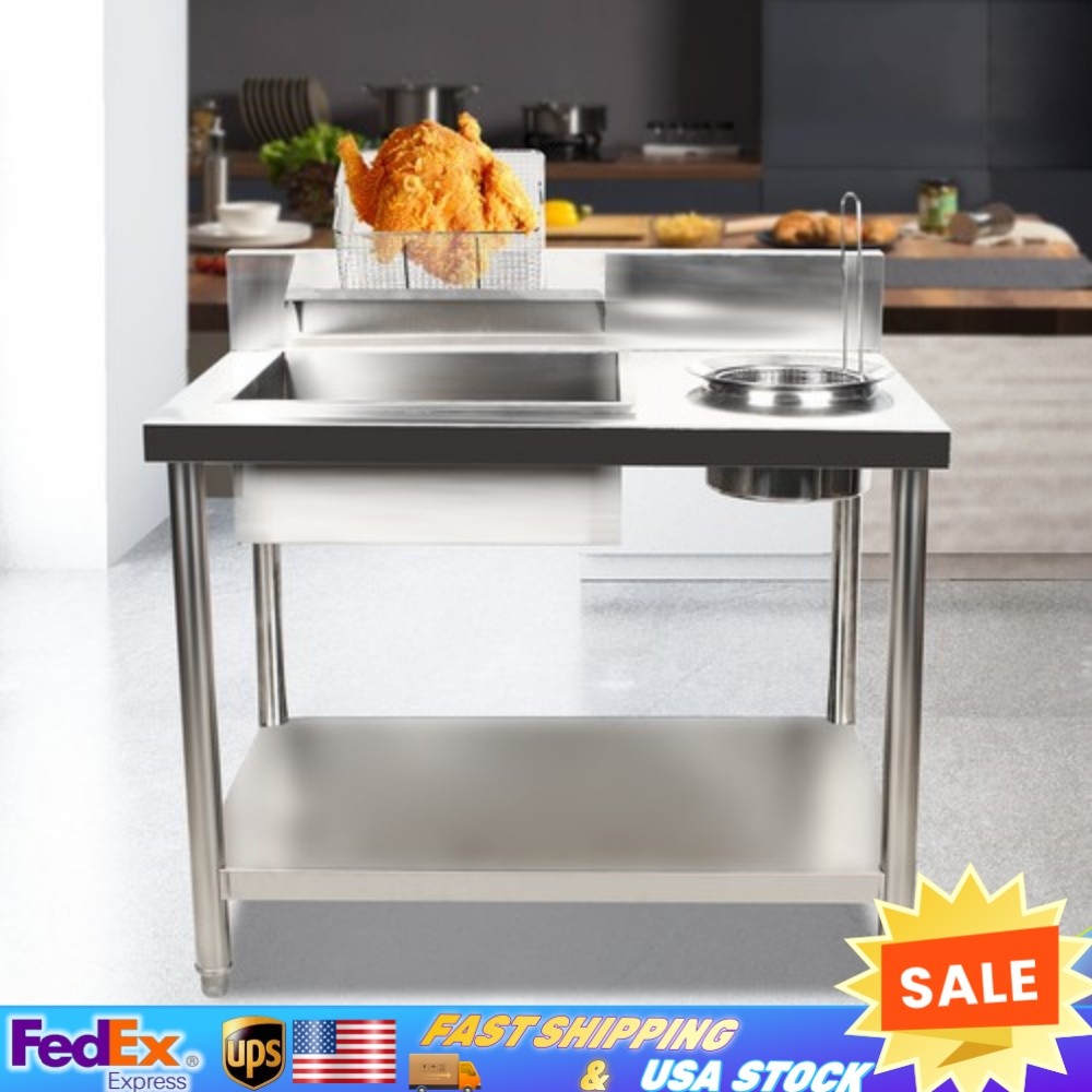 Commercial Breading Table Fried Food Prep Fry Chicken Work Table Breader Station