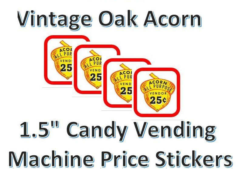 Candy Vending Machine Labels Acorn Price Sticker