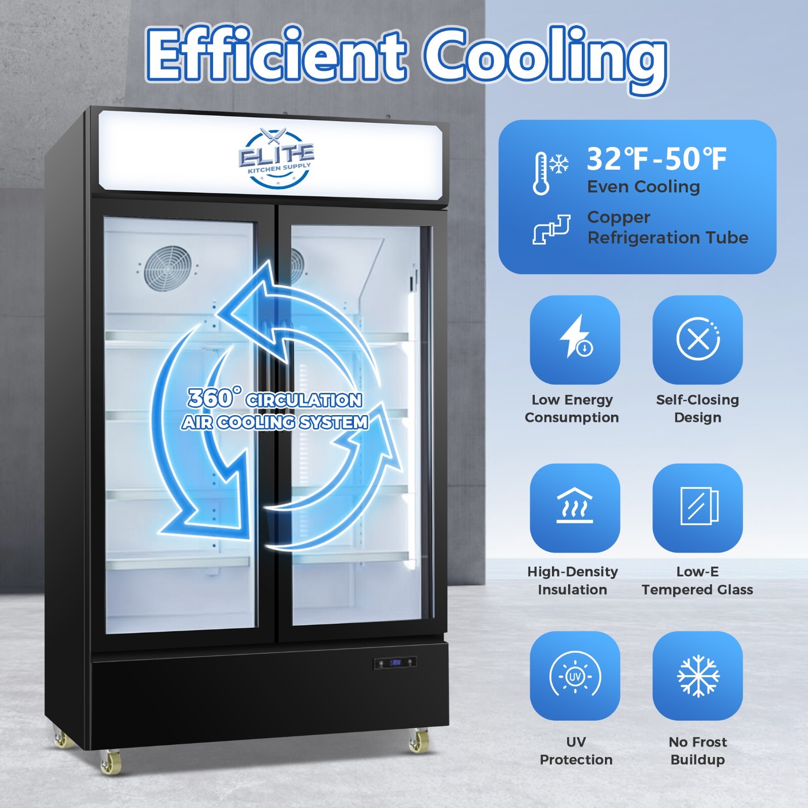 New 48″ 2 Door Glass Door Refrigerator Cooler Merchandiser 26 Cu. NSF CSA ETL