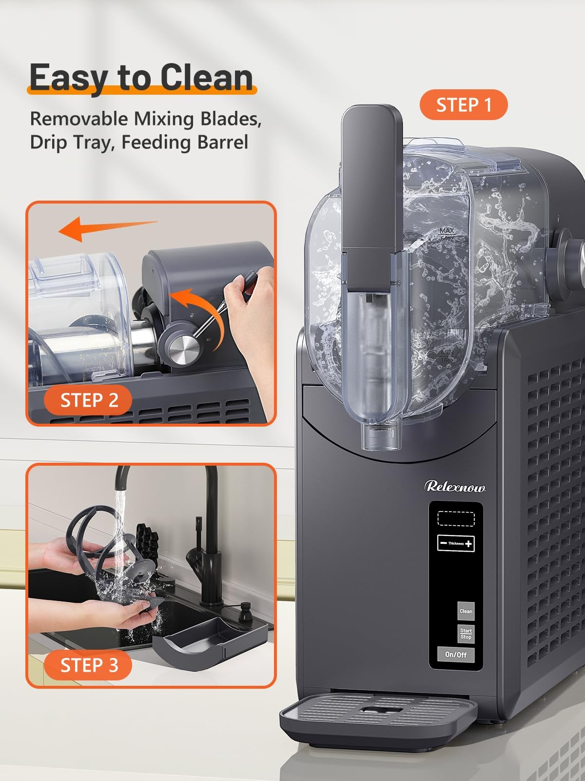 RELEXNOW 88 oz Slushie Machine, No Ice Needed, 6-in-1 Frozen Drink Maker