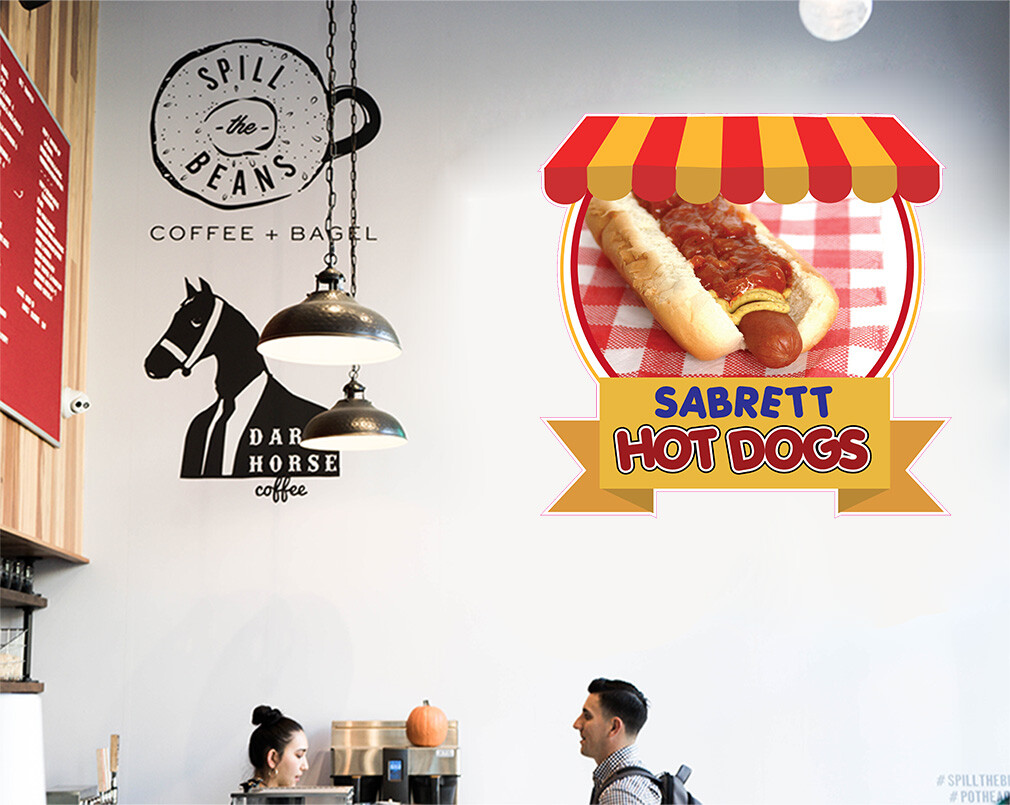 Food Truck Decals Sarbett Hot Dogs Restaurant & Food Concession Sign Red