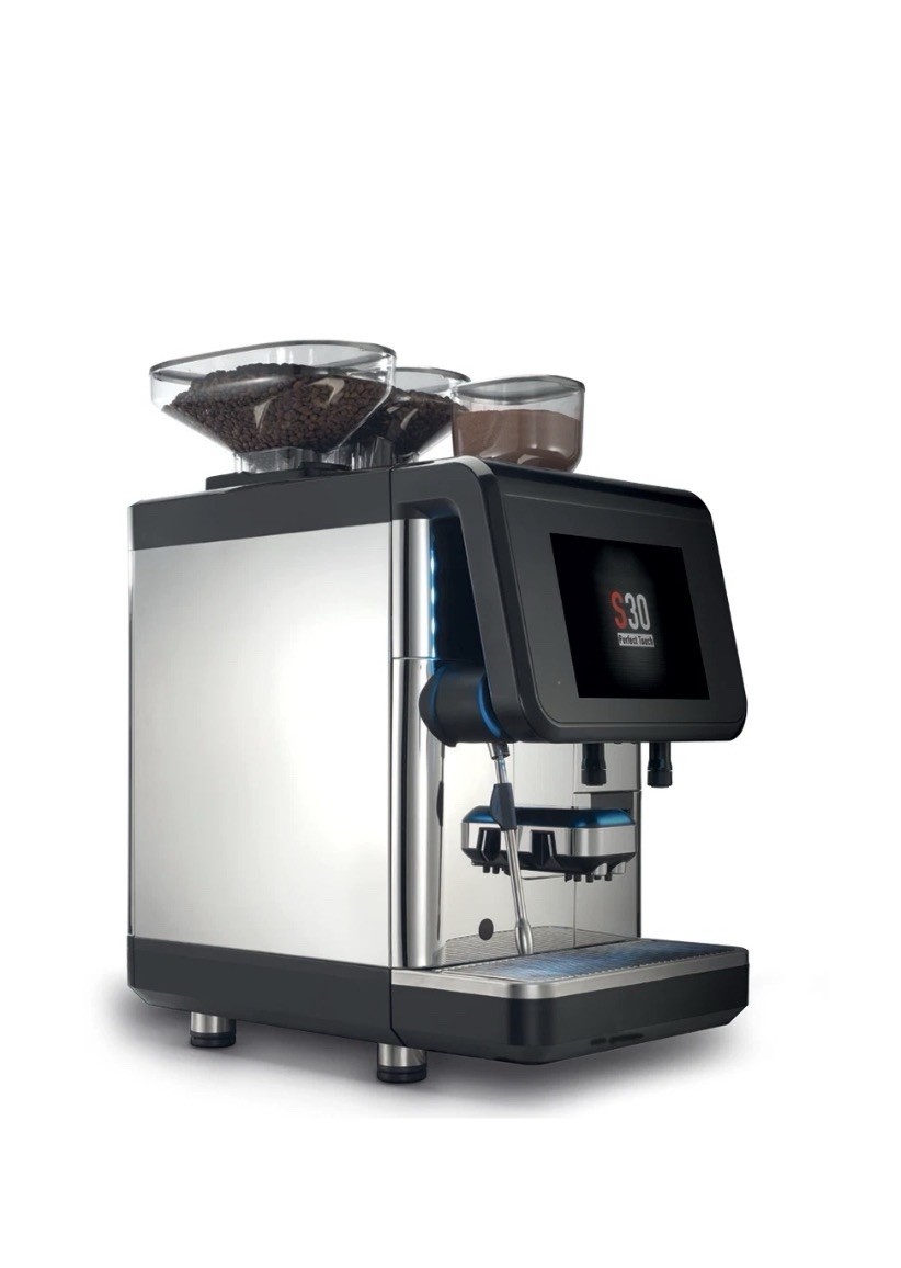 LaCimbali S30 CP10 Super Automatic Espresso Machine Silver Black Grinder