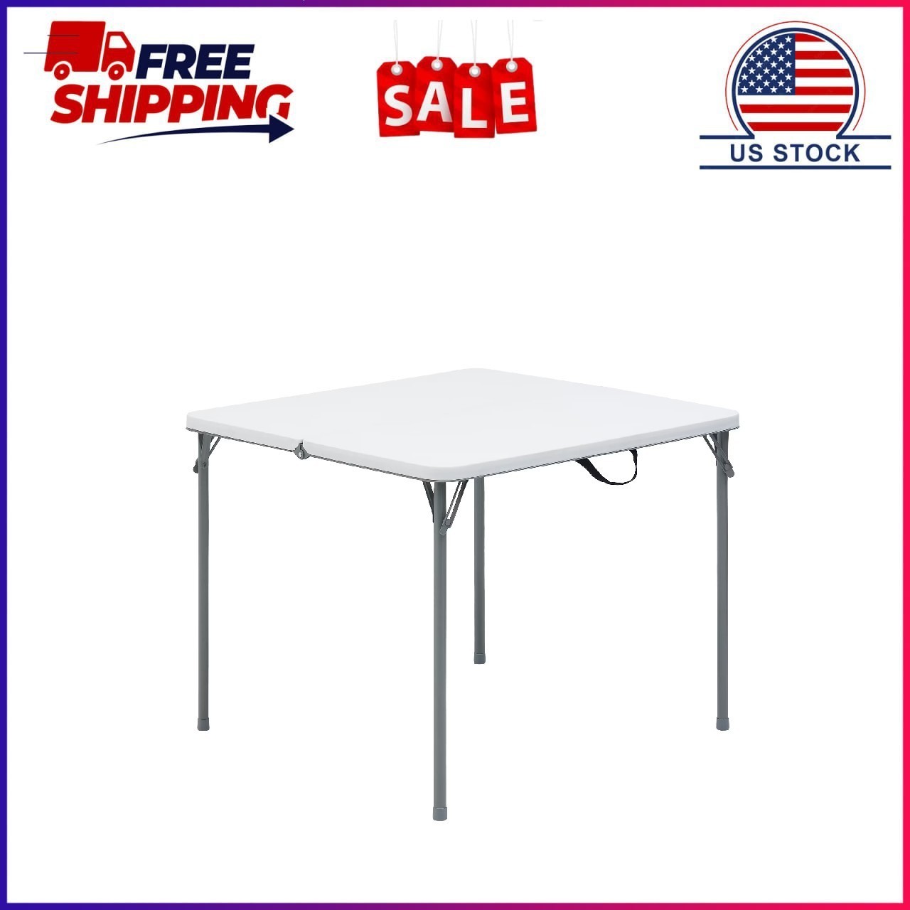 Mainstays 34″ Square Resin Fold-in-Half Table, White