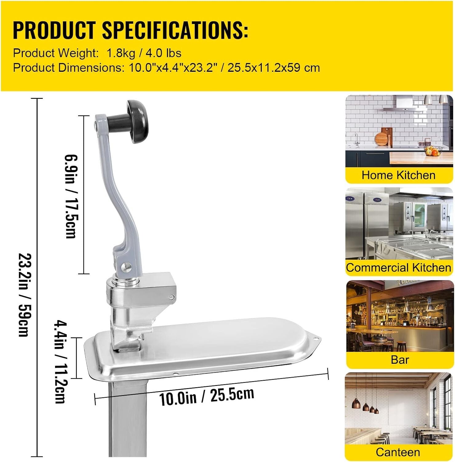 Commercial Can Opener, 23.2″/59cm Long, Stainless Steel for Up to 15.7″/40cm …