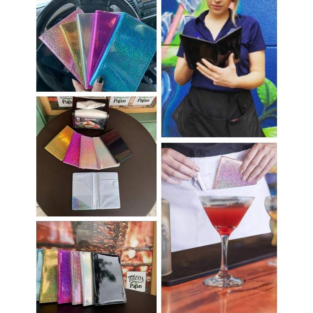 Holographic Glitter Server Book Waiter Waitress Check Holder Organizer