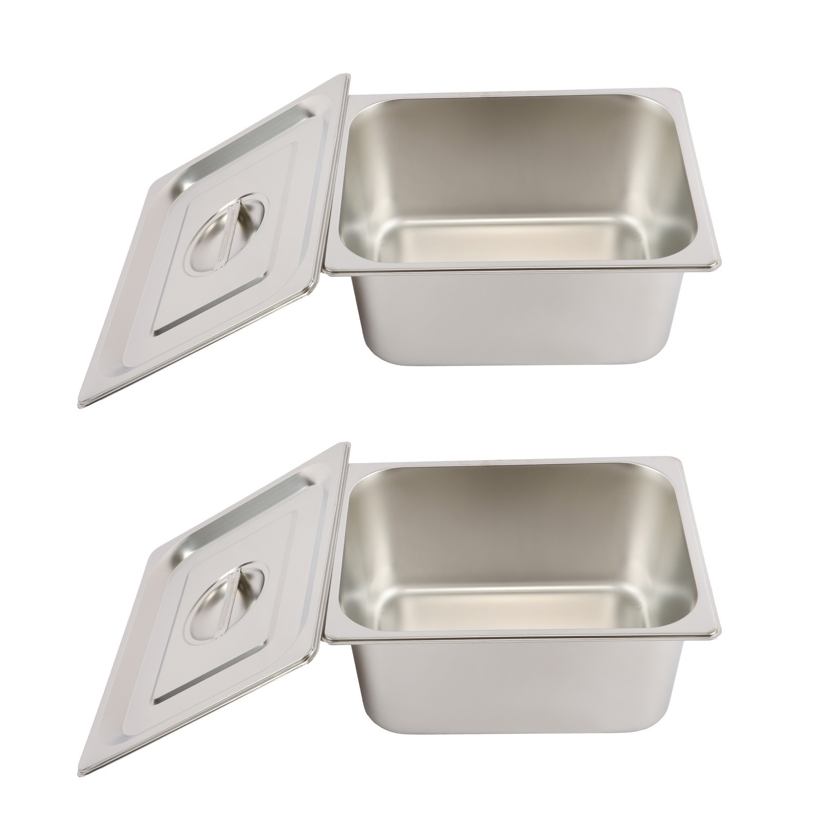 2Pack 1/2 Size 6″ Deep Steam Table Pans With Lids Non-Stick Stainless Steel