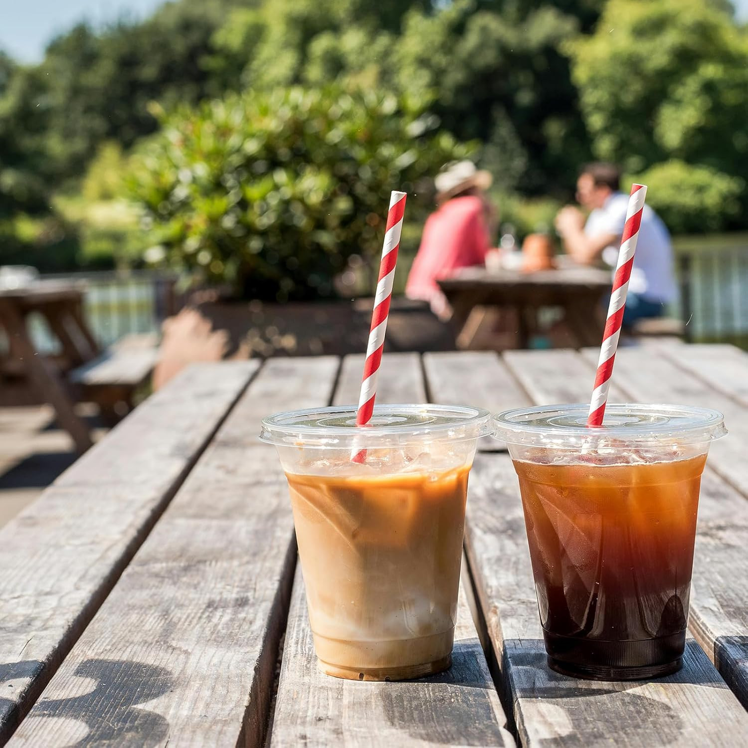 8 Oz Plastic Cups with Lids, Clear Disposable Cups with Flat Lids, Cold Drink Co