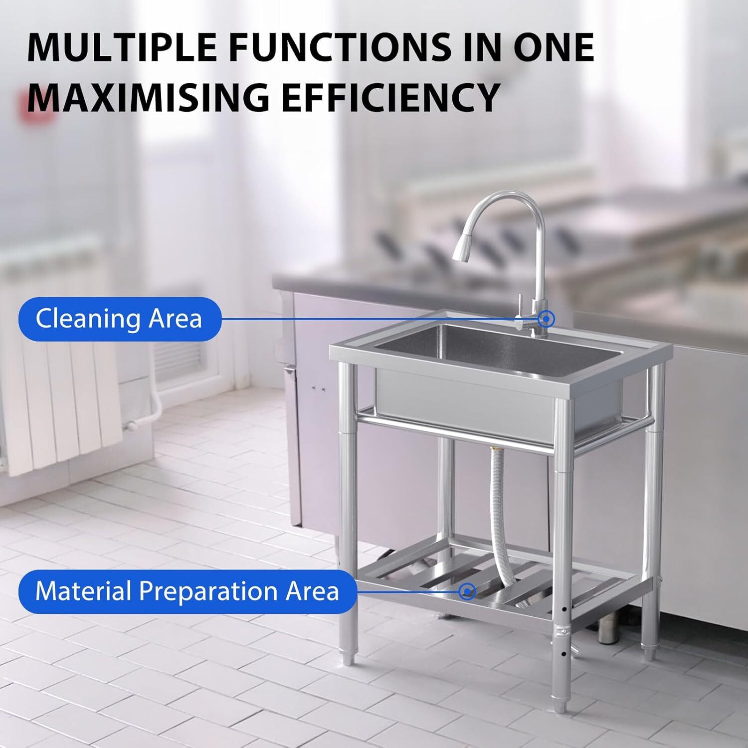 Stainless Steel Utility Sink Commercial Restaurant Laundry Sink Kitchen Sink