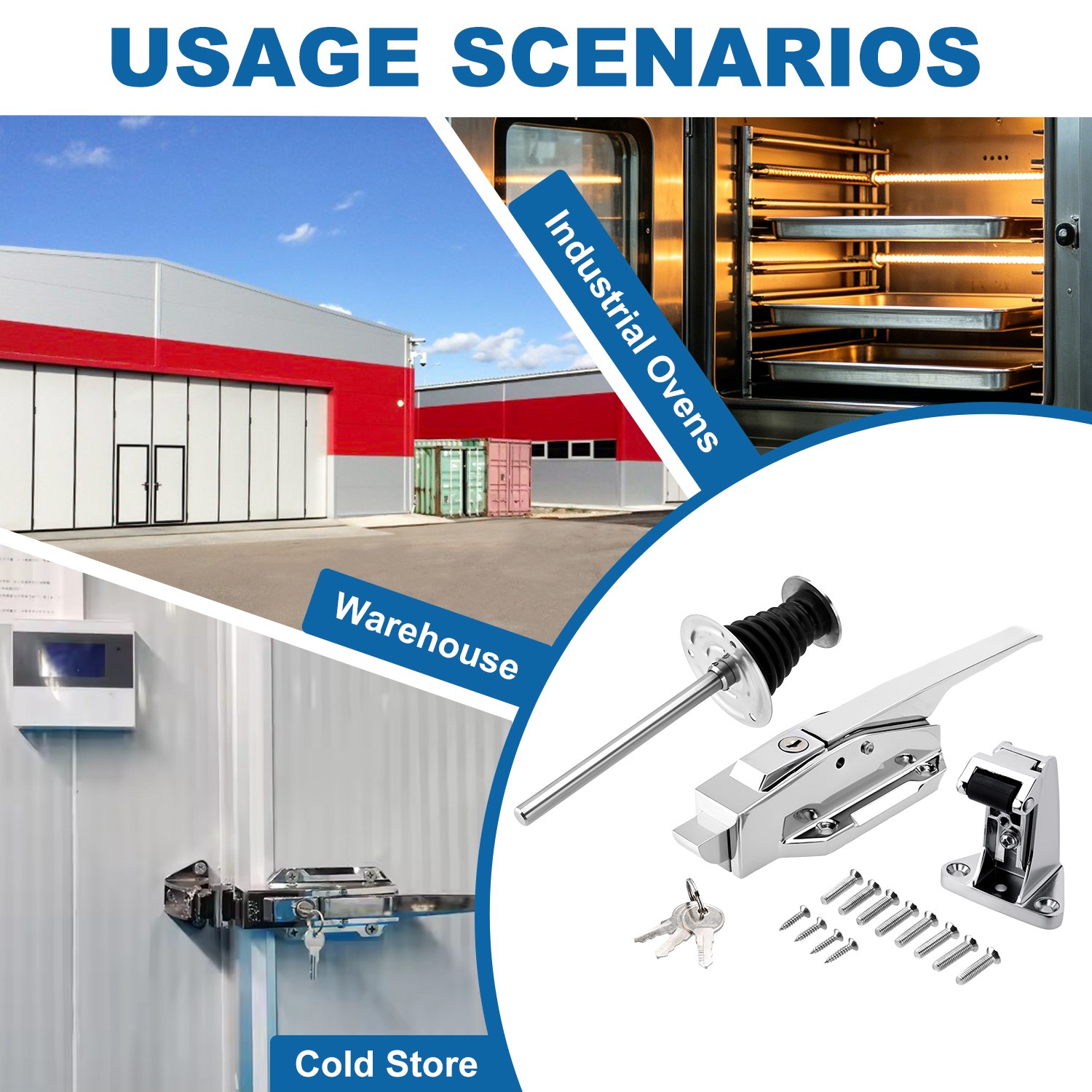 Heavy Duty Walk-In Cooler Door Closer Complete Latch Kit, Freezer Doors Handle U