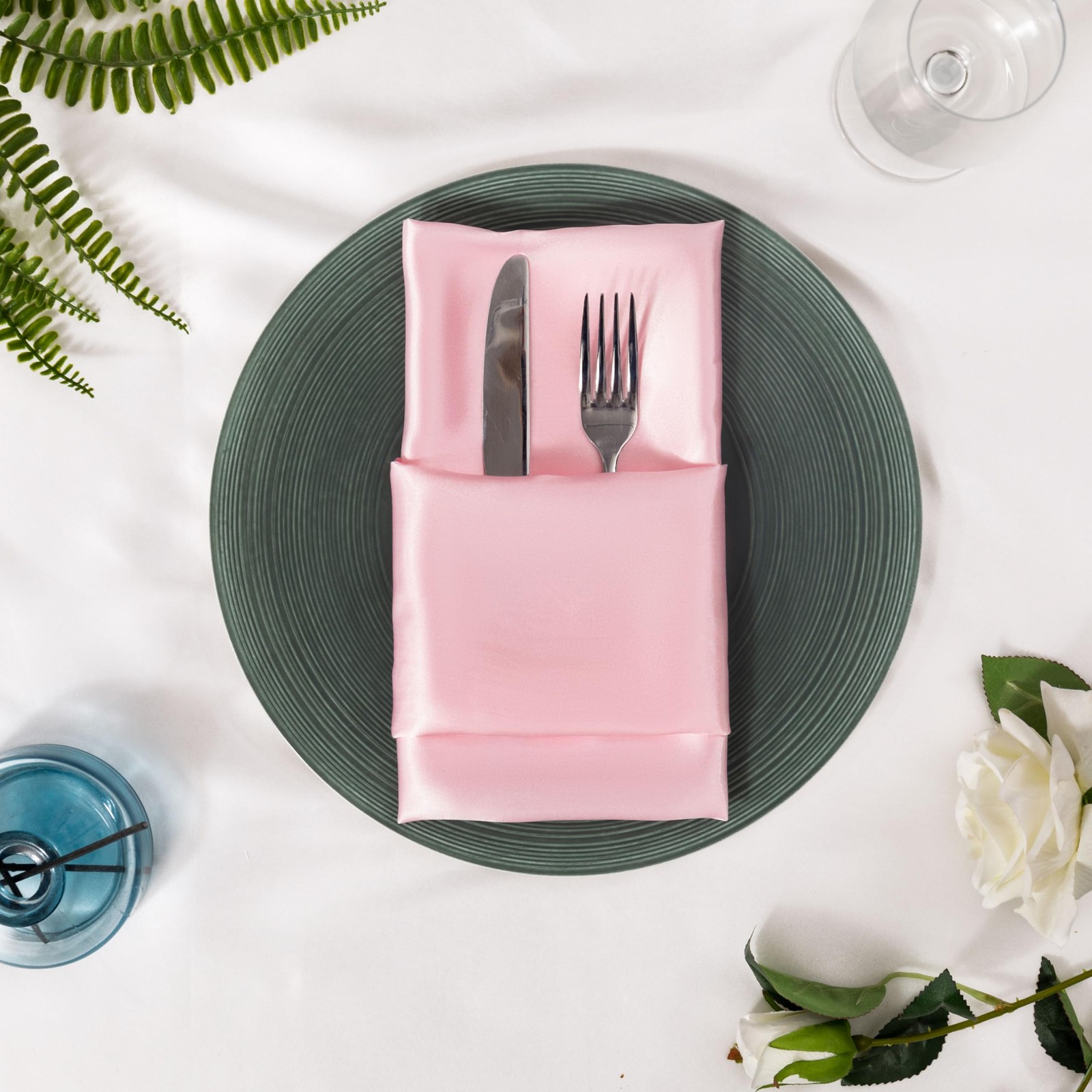 Counfeisly 36 Pack Square Satin Dinner Napkins 16X16 Inches Silky Soft Smooth