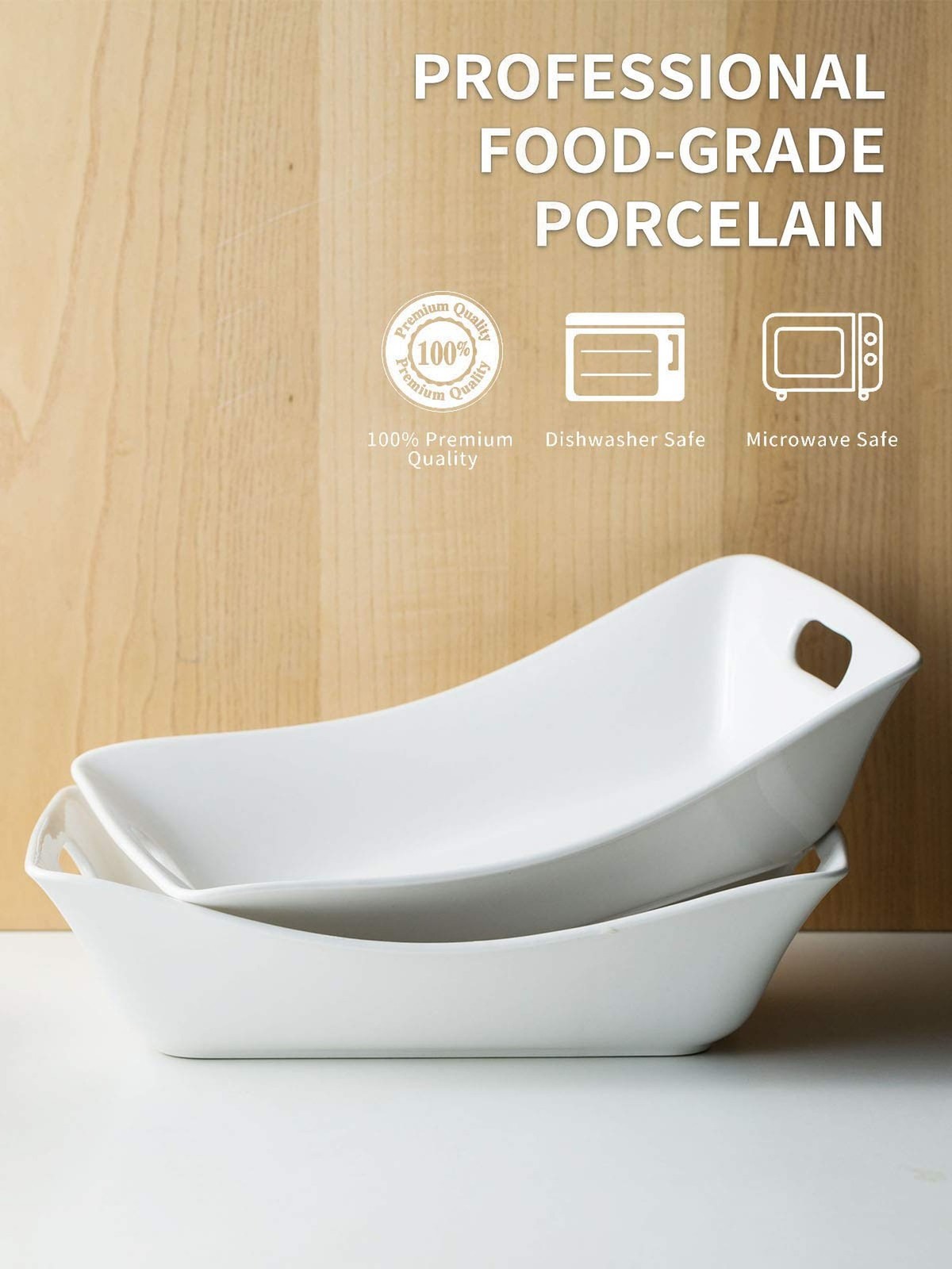 YHOSSEUN Large Serving Bowls with Handles White Serving Dishes For Entertaini…