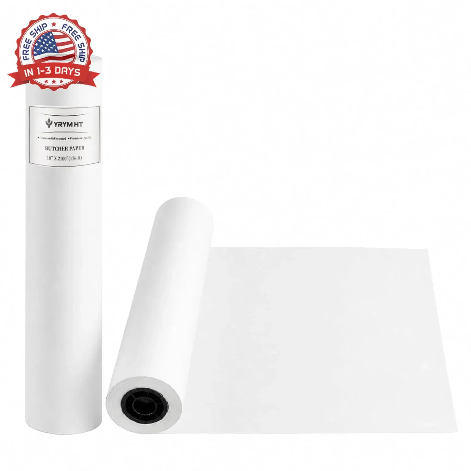 YRYM HT White Kraft Butcher Paper Roll -18 inch x 2100 inch (176 ft) Food Grade