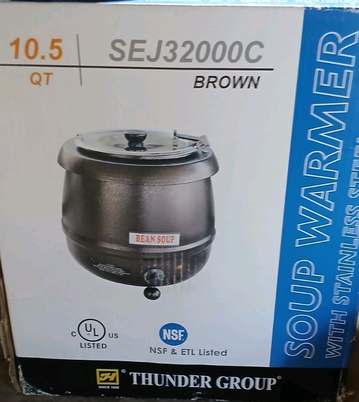 Thunder Group 10.5 Qt Soup Warmer w/ Stainless Steel Insert, Brown SEJ32000C