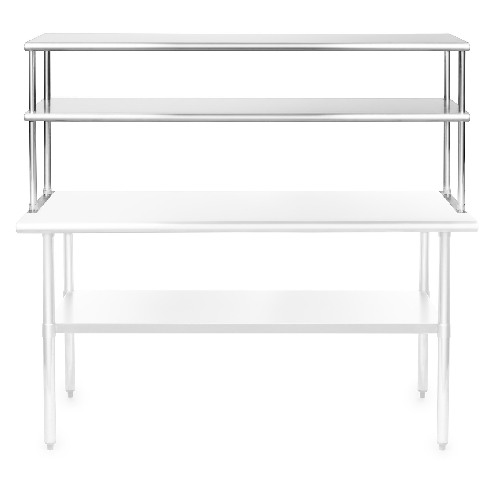 Stainless Steel Commercial Wide Double Overshelf – 60″ x 12″ – for Prep Table
