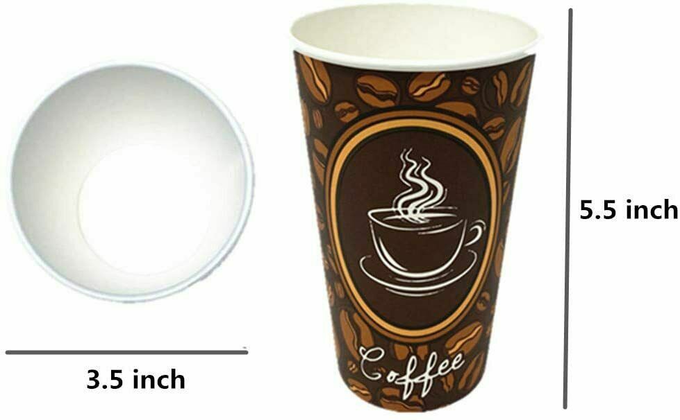 50 Pack Quality Disposable Paper Hot Coffee Tea Cups – 16oz USA SELLER