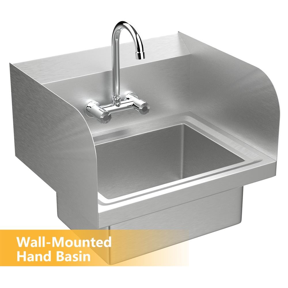 Heavy Duty Hand Wash Commercial Sink Wall Mount Utility Sink w/Side Splash Guard