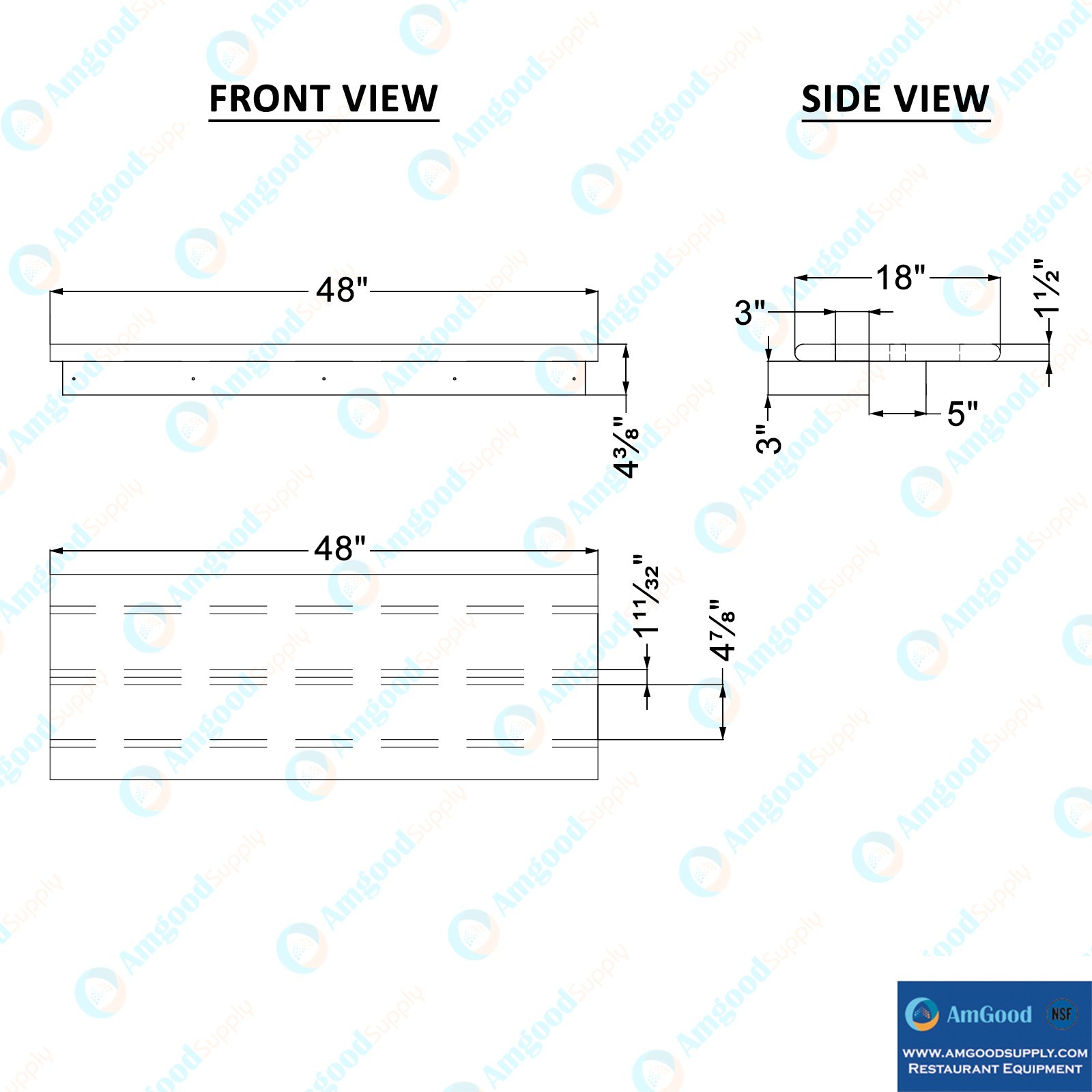 18 in. x 48 in. Stainless Steel Single Tier Pass Through Shelf