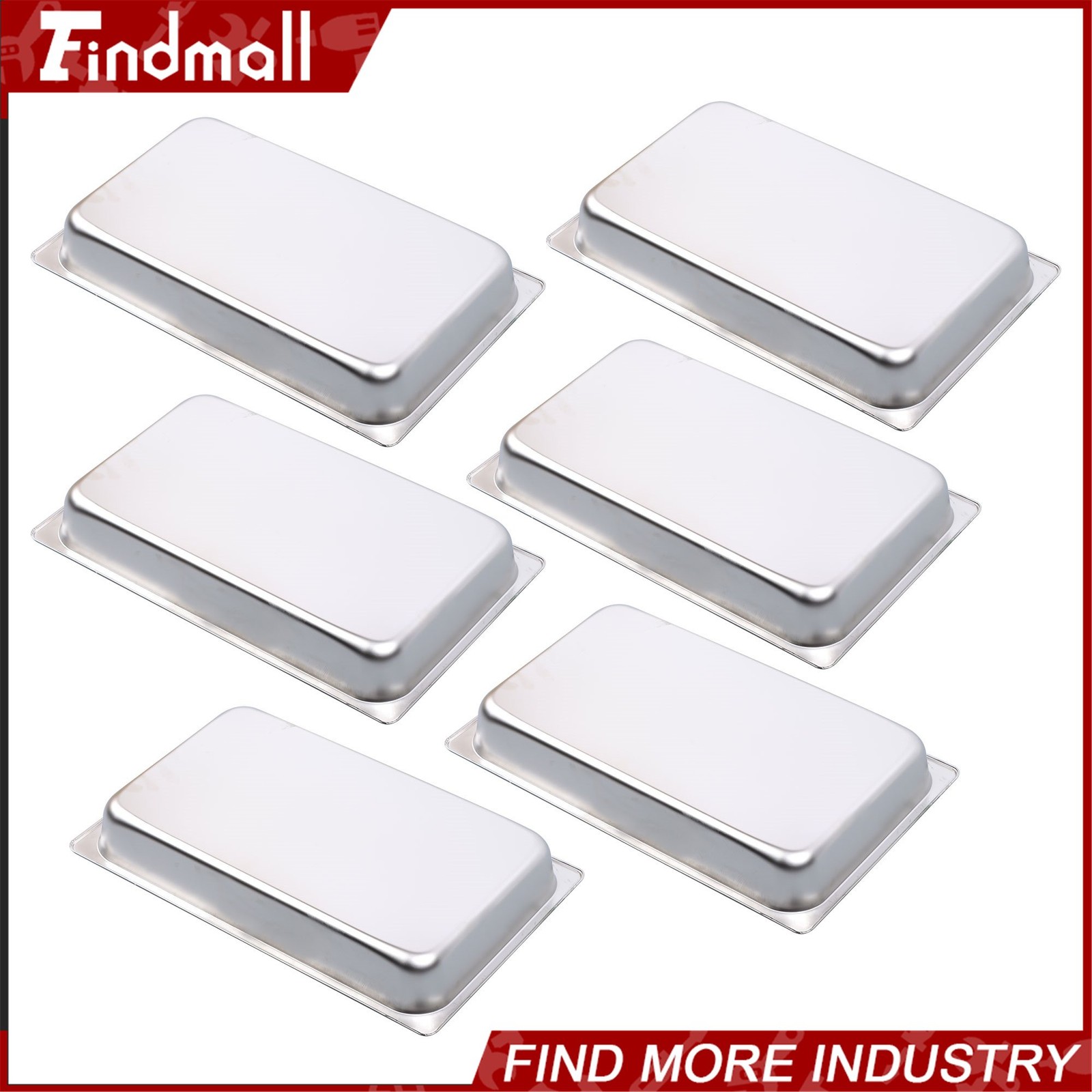 Findmall 6 Pack Set 2.5″ Deep Full Size Steam Table Pans Hotel Prep Buffet Pan