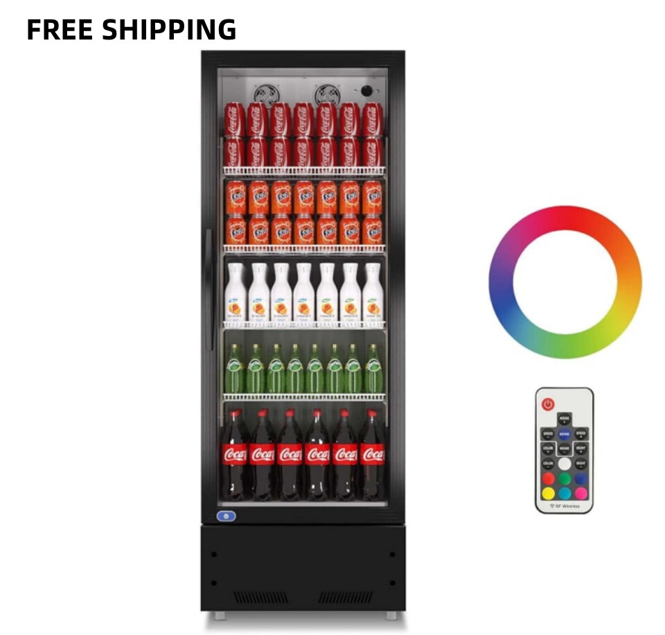 Display Merchandiser Refrigerator Glass Door Commercial Drink Cooler 16.5 Cu.Ft