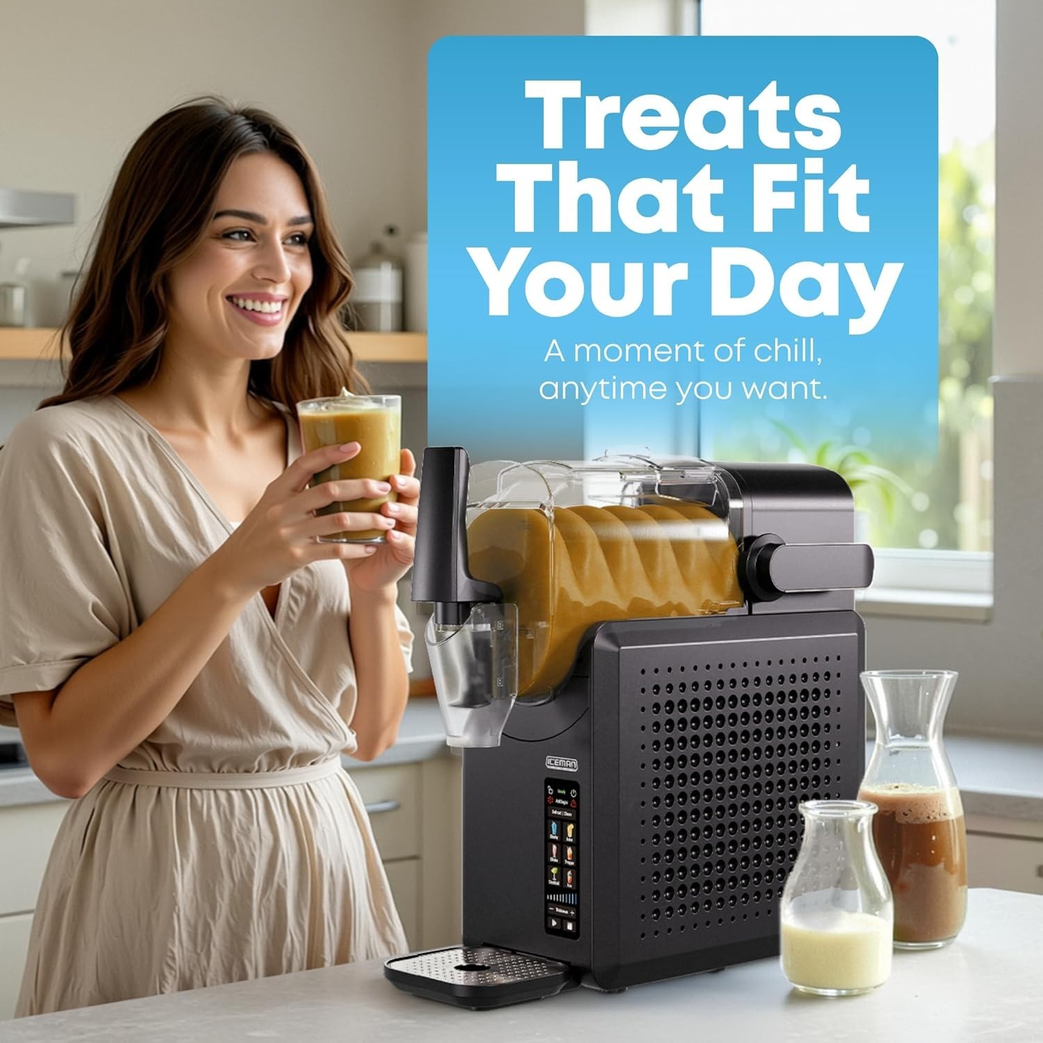 Automatic Black Slushy Machine – 90oz Capacity for Refreshing Frozen Beverages