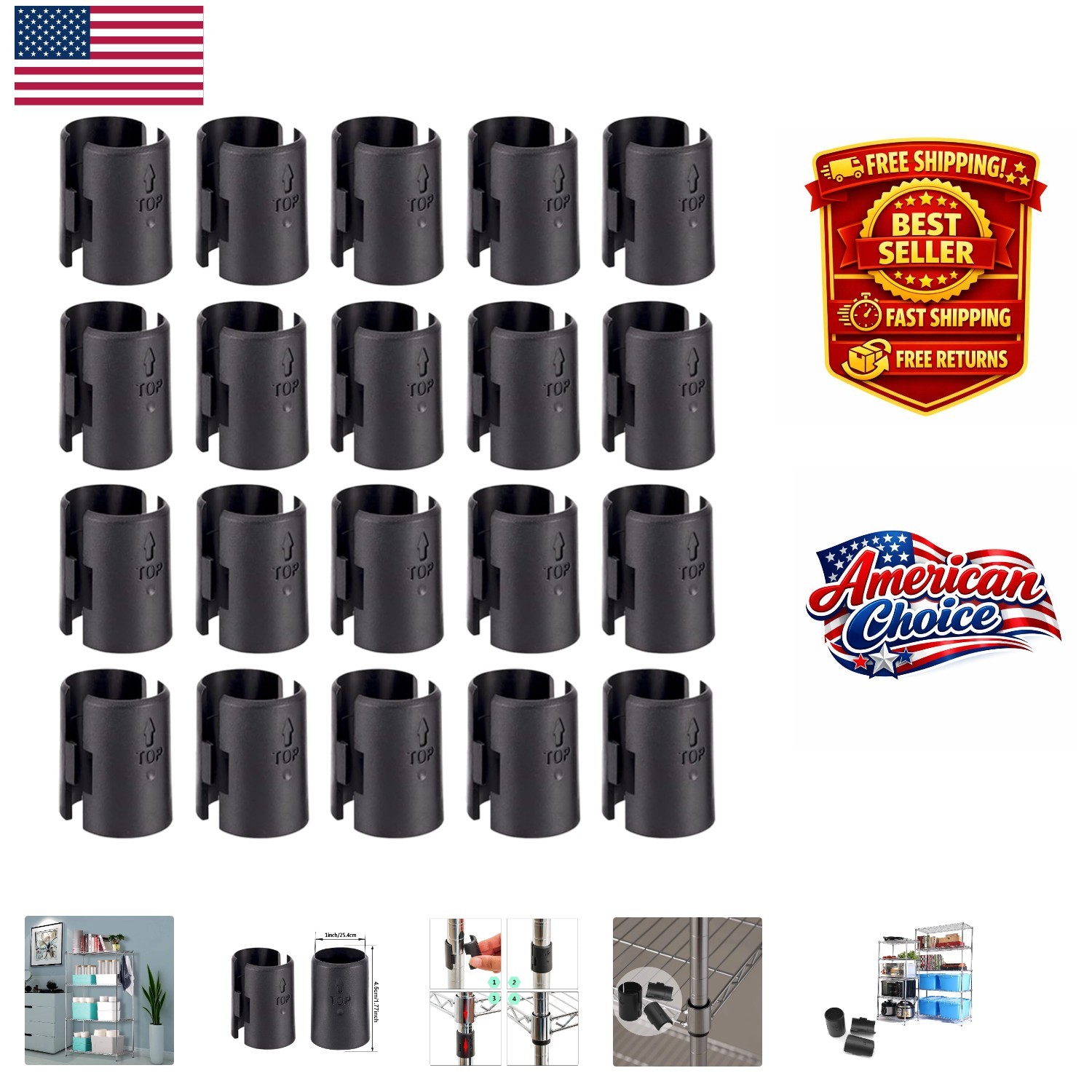 Durable Wire Shelf Clips – 40 Packs (20 Pairs) for Secure Shelving Systems