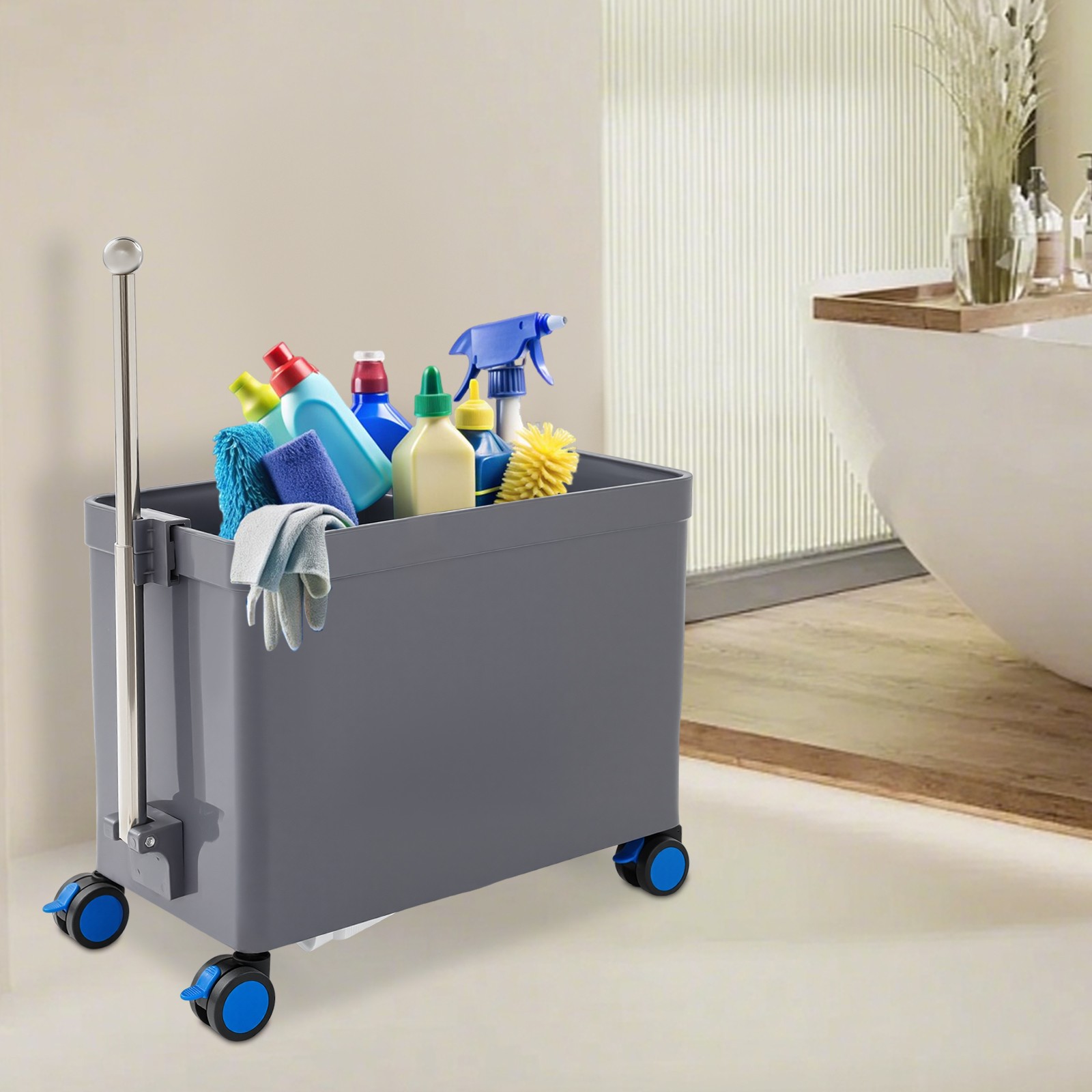 21×11″ Commercial Mop Sink Laundry Room Floor Mop Sink with One-touch Drainage