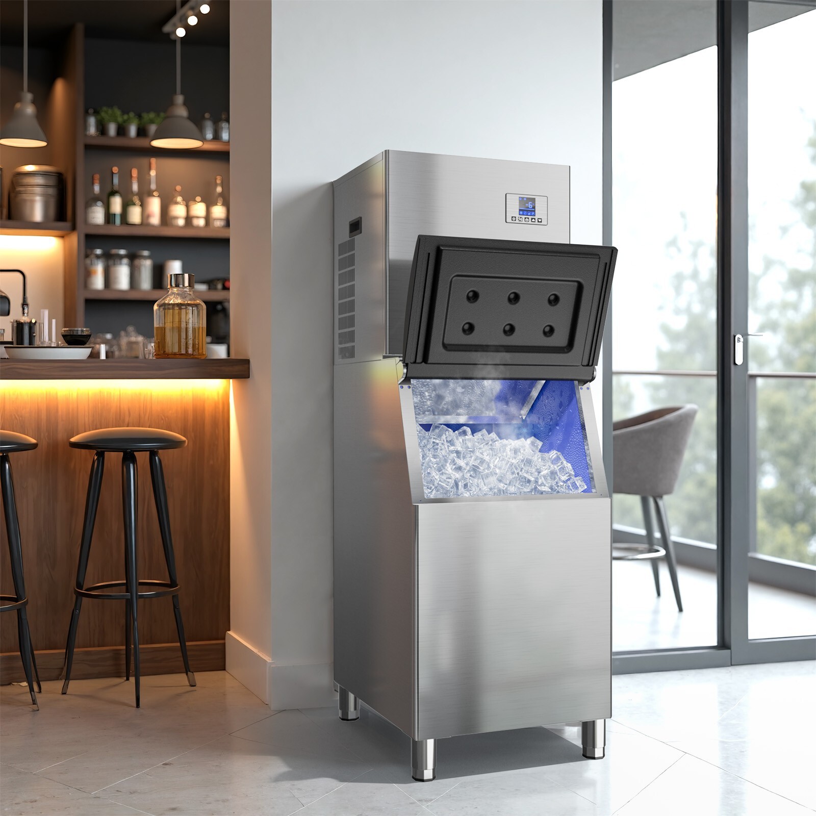 Commercial Ice Maker 550Lbs/24H Ice Cube, 360LBS Large,Ice Maker Machine