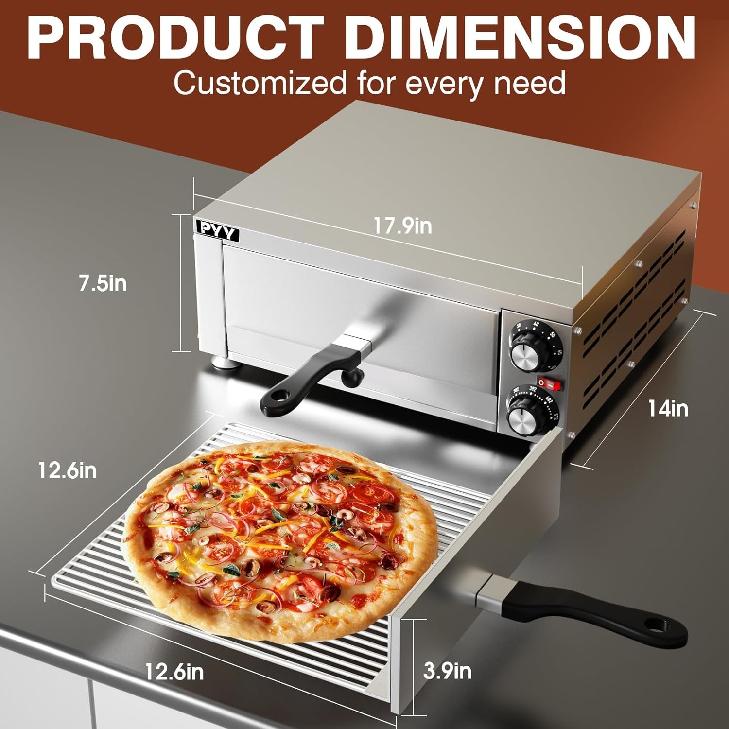 PYY Pizza Oven Indoor Electric Countertop Commercial Stainless