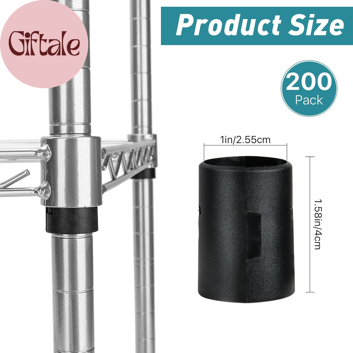 200 Pack Wire Shelving Shelf Lock Clips, 1 Inch Wire Shelf Clips for Post Shelvi