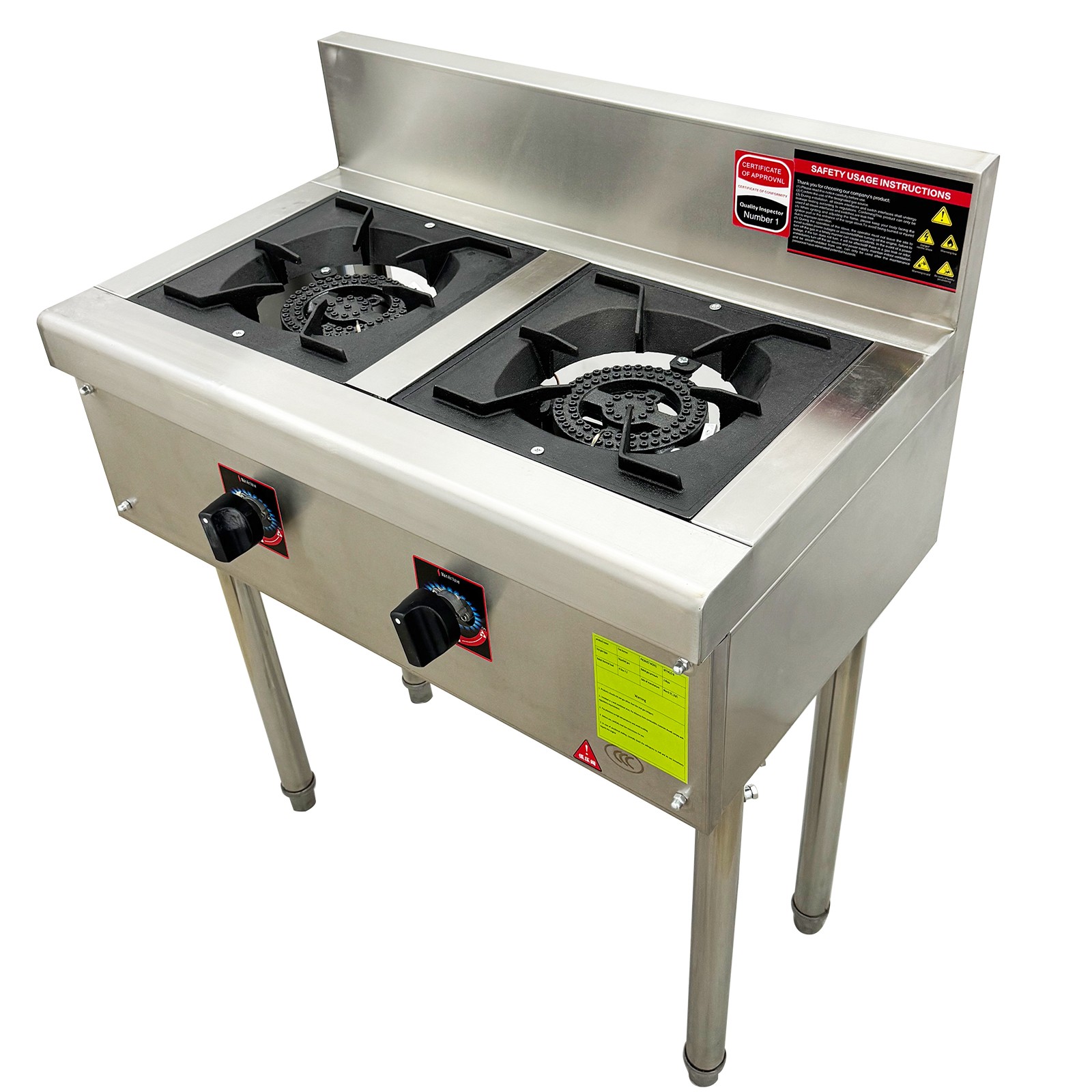 Commercial Double Burner Low-Legged Liquefied Gas Low Broth Stove for Cooking
