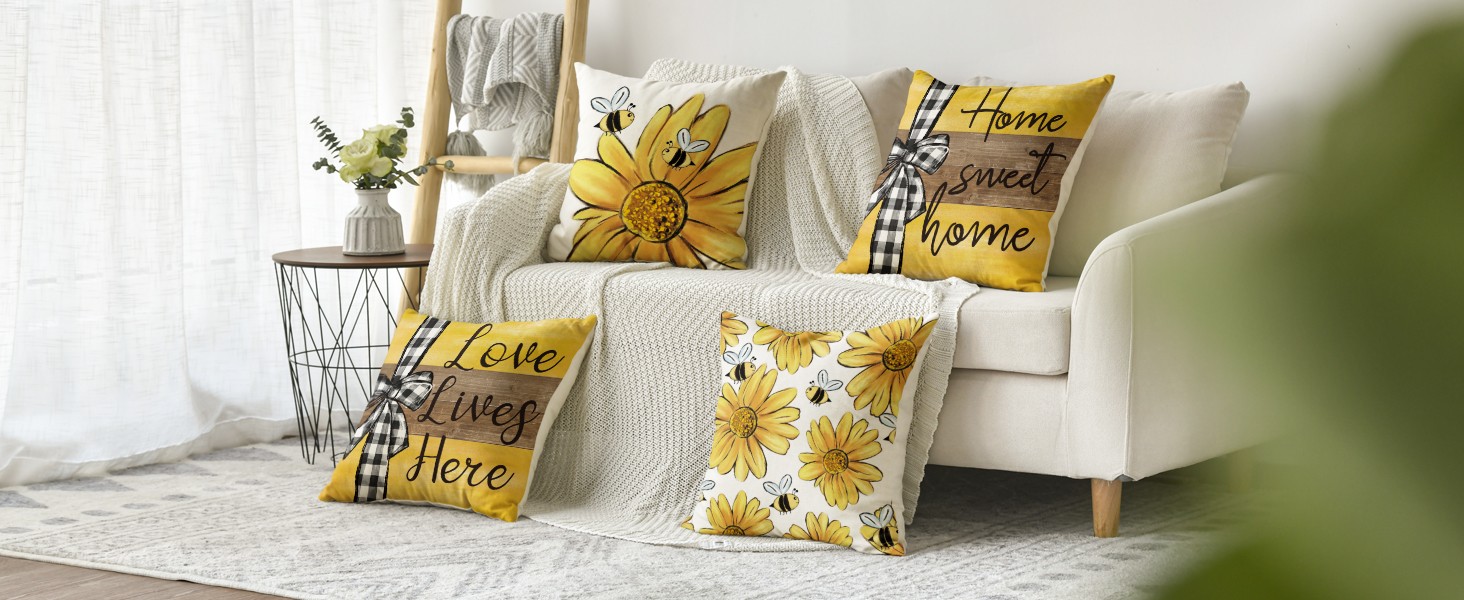 Spring Mangnolia Green Throw Pillow Covers, 16 x 16 Inch Hello Sunshine Vases