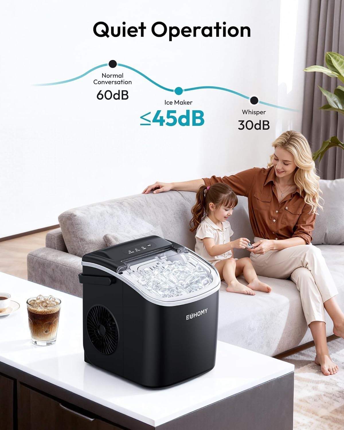 Portable Countertop Ice Maker Machine 26LB/Day Auto Clean Ice Scoop Black
