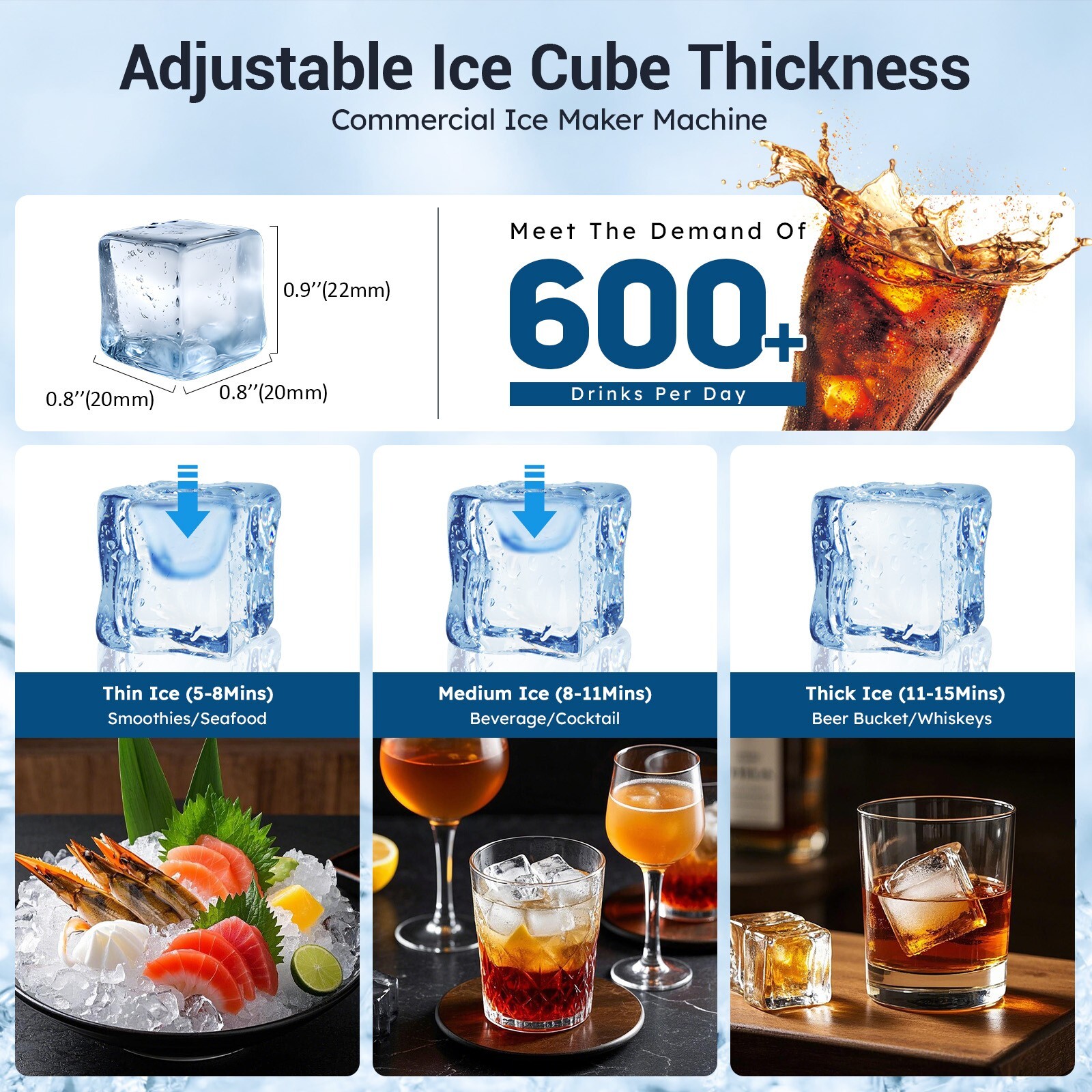 Commercial Ice Maker Machine 120LBS/24H 33LBS Bin Stainless Steel Undercounter