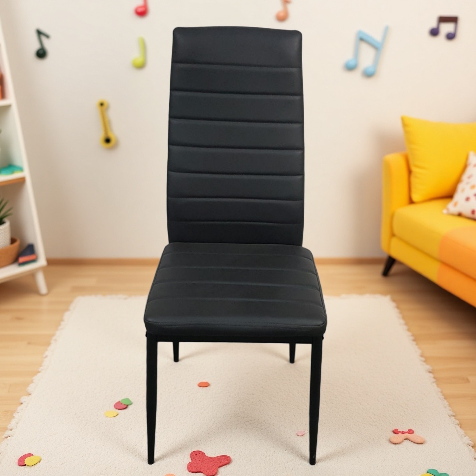 4PCS Black High Back Dining Chair, Modern Kitchen Chair & Restaurant Chair