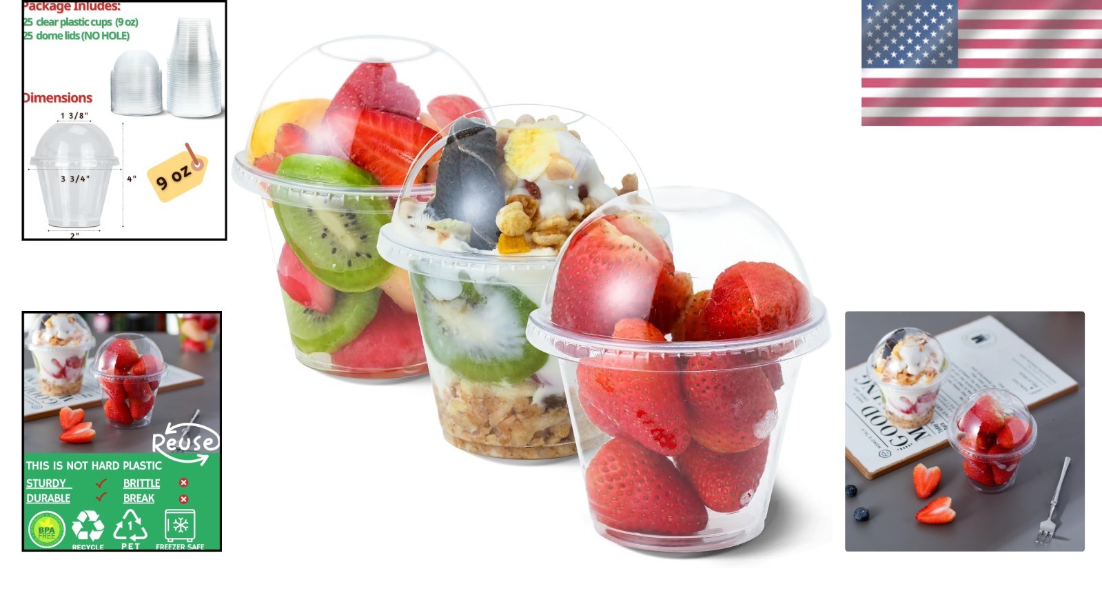 Multi-Purpose 25-Count Clear Plastic Cups with Tall Dome Lids – Party Ready