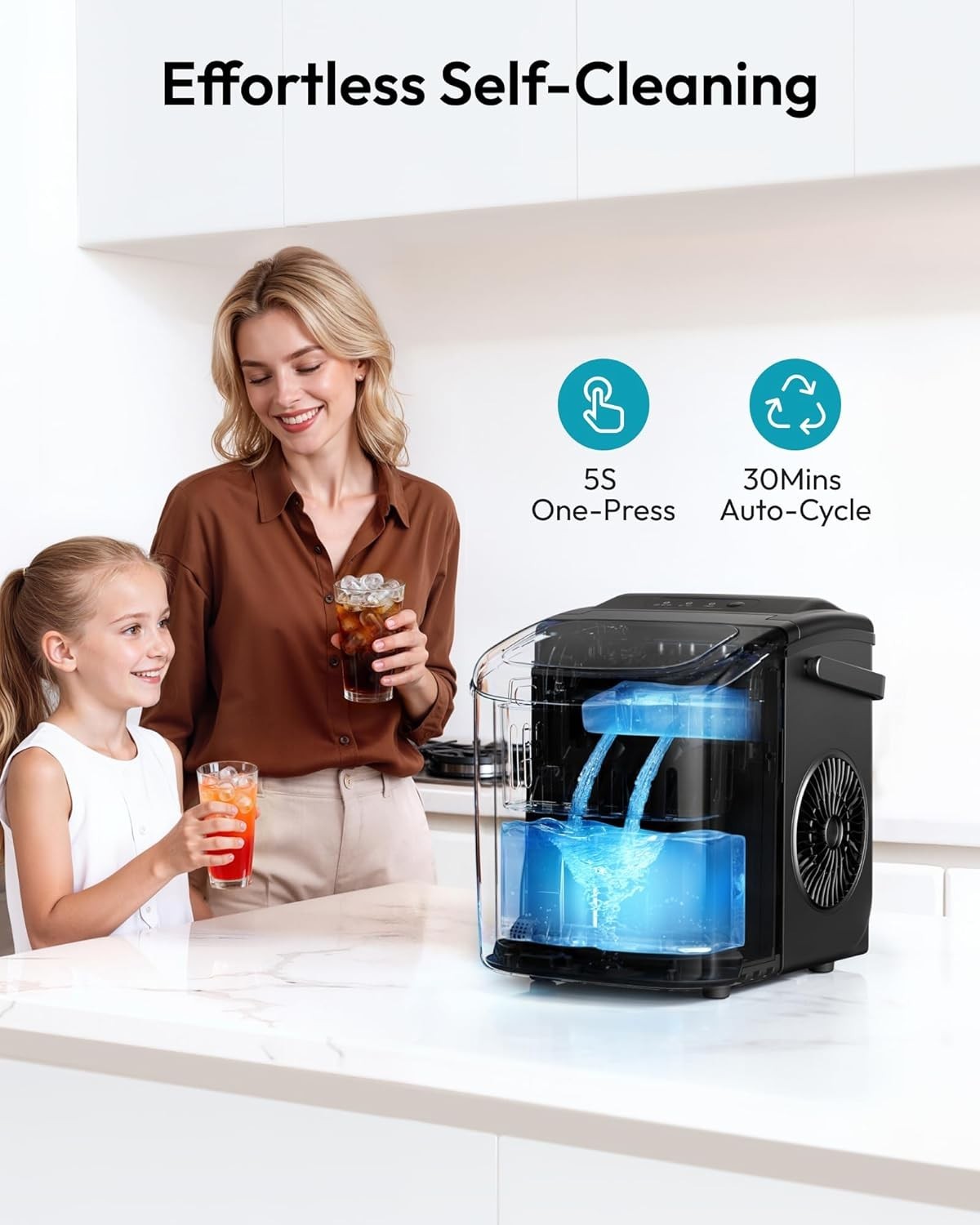 Portable Countertop Ice Maker Machine 26LB/Day Auto Clean Ice Scoop Black