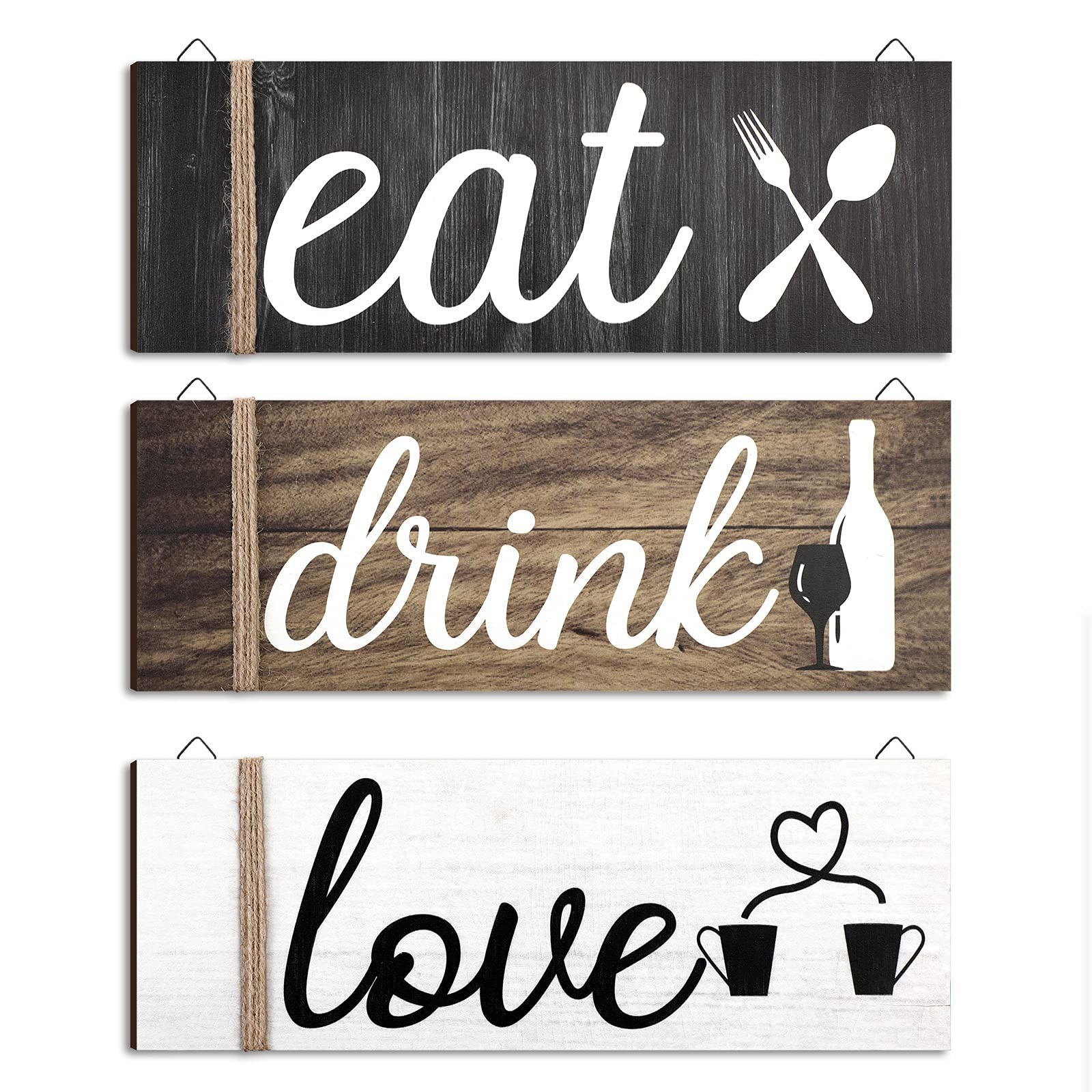 Jetec 3 Pcs Farmhouse Kitchen Wall Decor Rustic 35 cm x 12.5 cm, Vivid Color