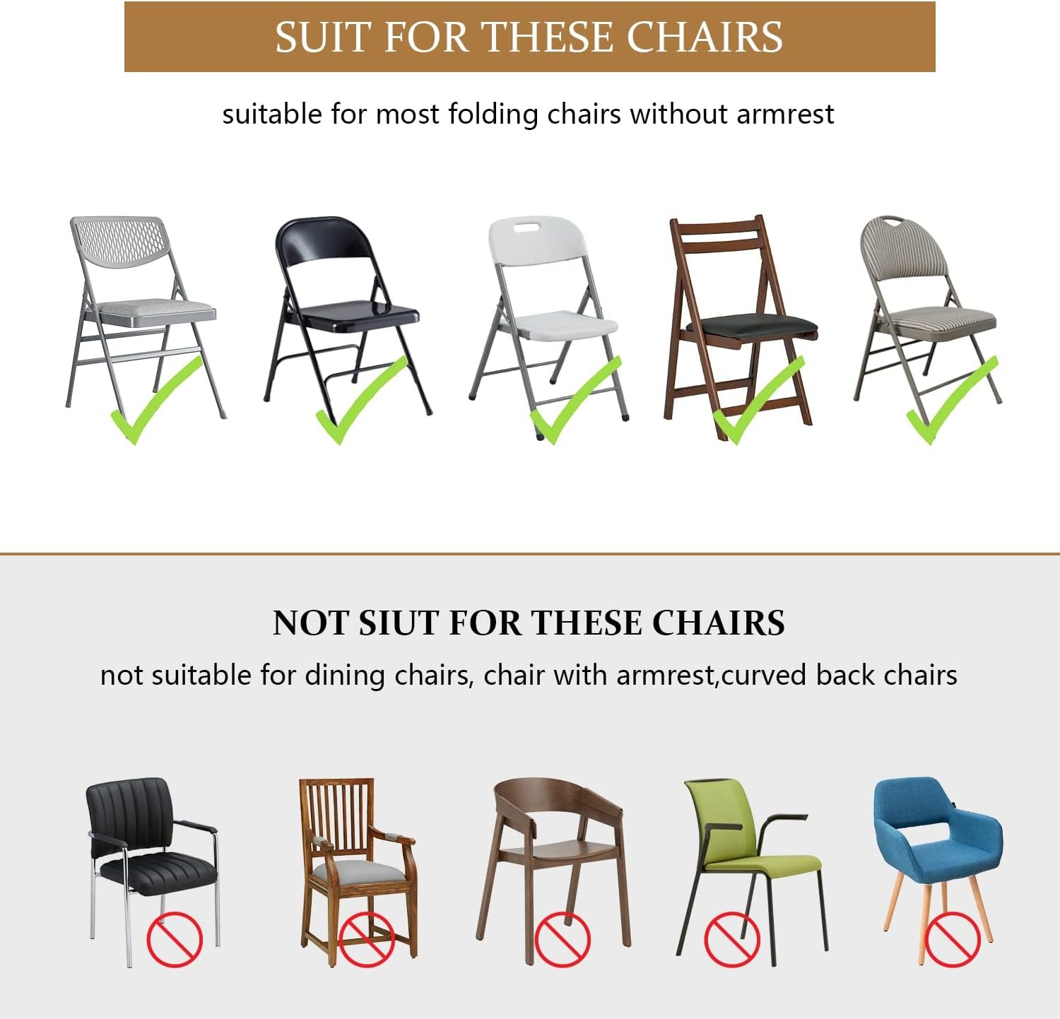 Black Folding Chair Covers, Spandex Folding Chair Covers 10 PCS, Banquet Chair