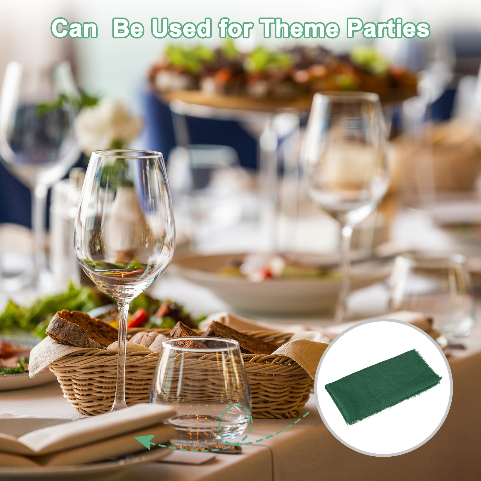 12-Pack 17″ x 17″( L x W ) Cotton Linen Fall Napkins with Fringe [Dark Green]