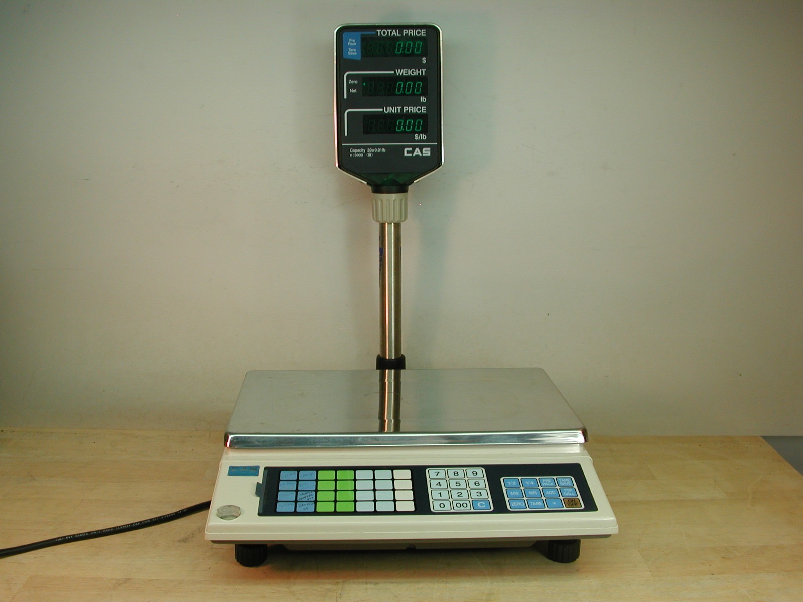 CAS model AP-1 – PRICE COMPUTING SCALE -30×0.01 lbs, 28 presets, customer dispay