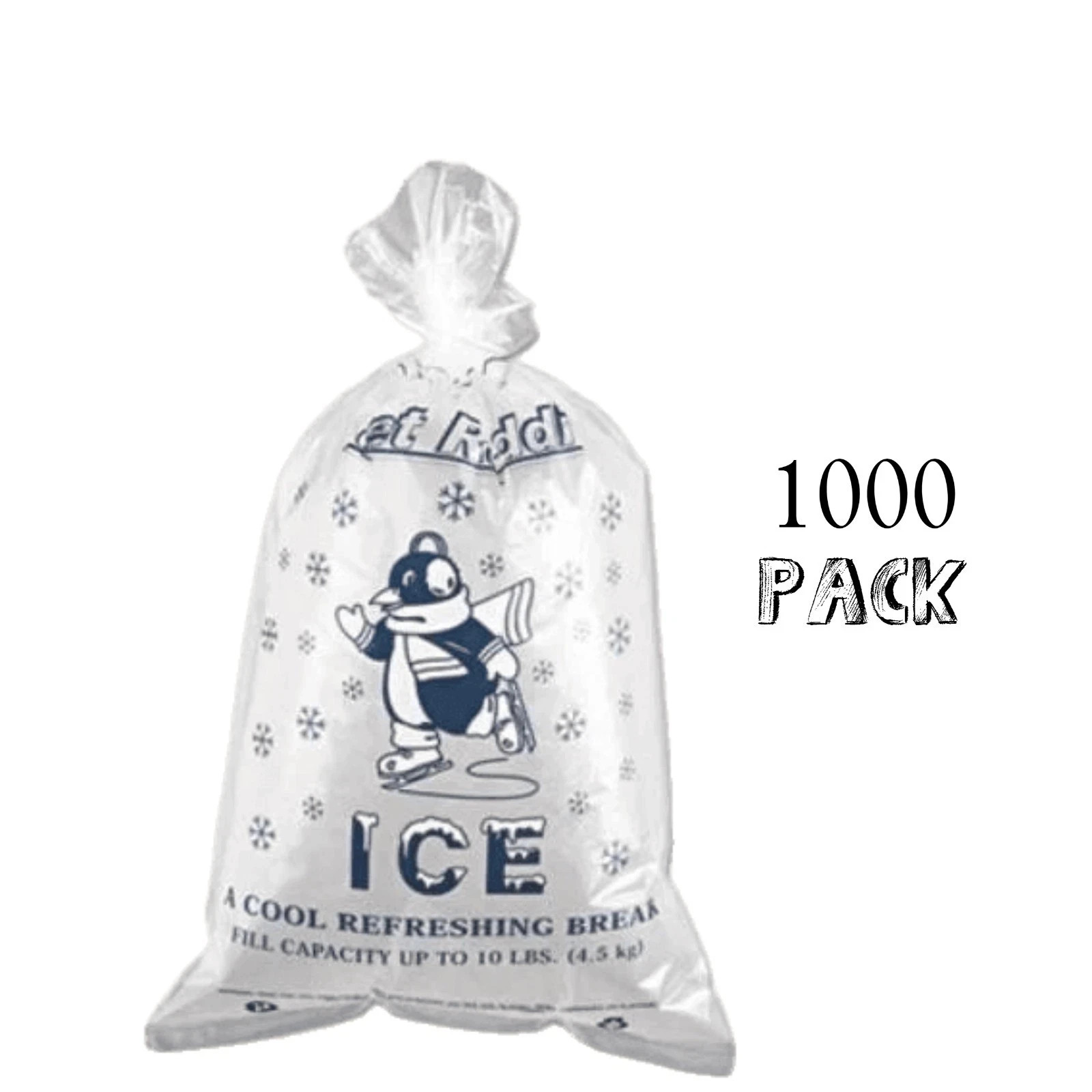 1000 Clear Ice Bags w/ Ties 12″ X 21″ 10lb Full Capacity 1.5mil Heavy Duty