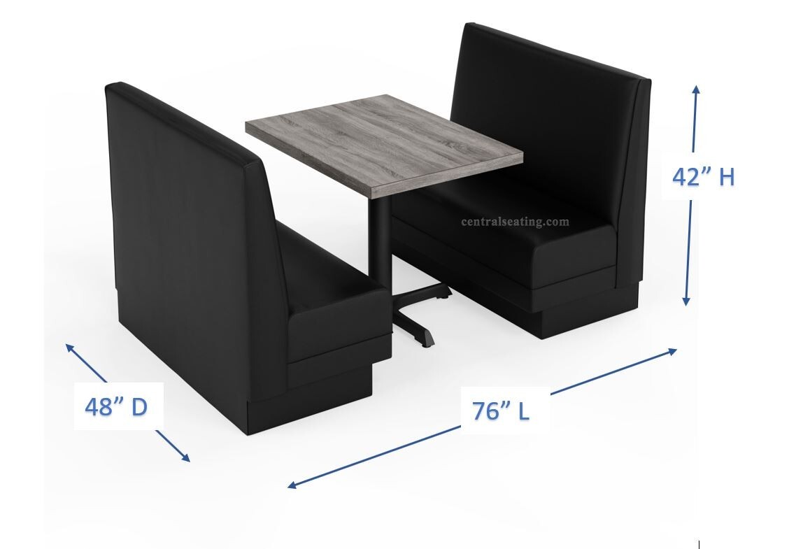 Kitchen Restaurant Booth Seating and Dining Table Set, Black and Grey Color