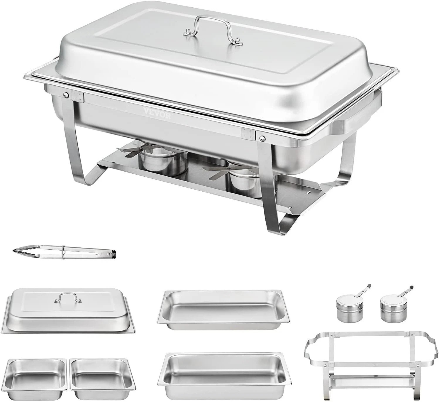 Chafing Dish Buffet Set, 8 Qt 2 Pack, Stainless Steel Chafer with 2 Full Size…