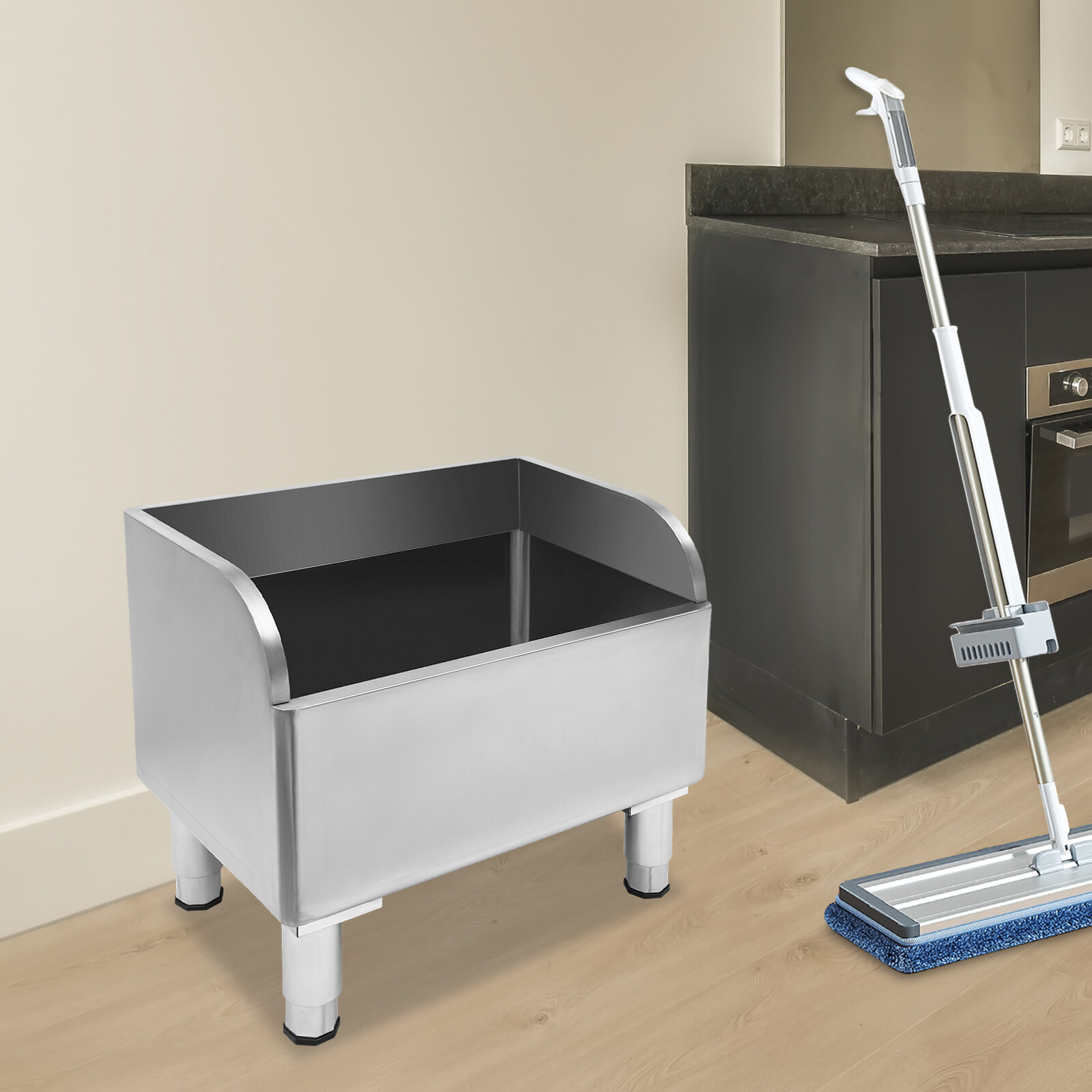 Silver 24″ *16″ *22″ Commercial Stainless Steel Floor Mop Sink 12″ Deep Basin