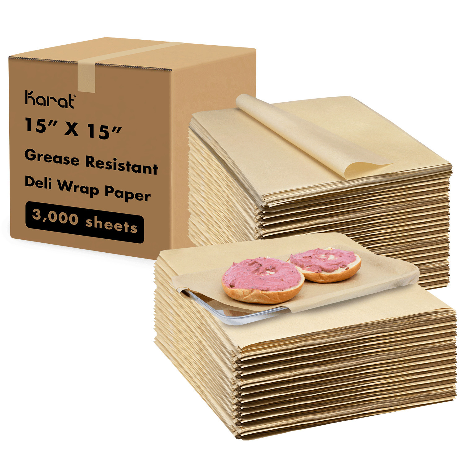 Karat 15″ x 15″ Deli Wrap / Paper Liner Sheets – Kraft – 3,000 pcs, FW-DPS430