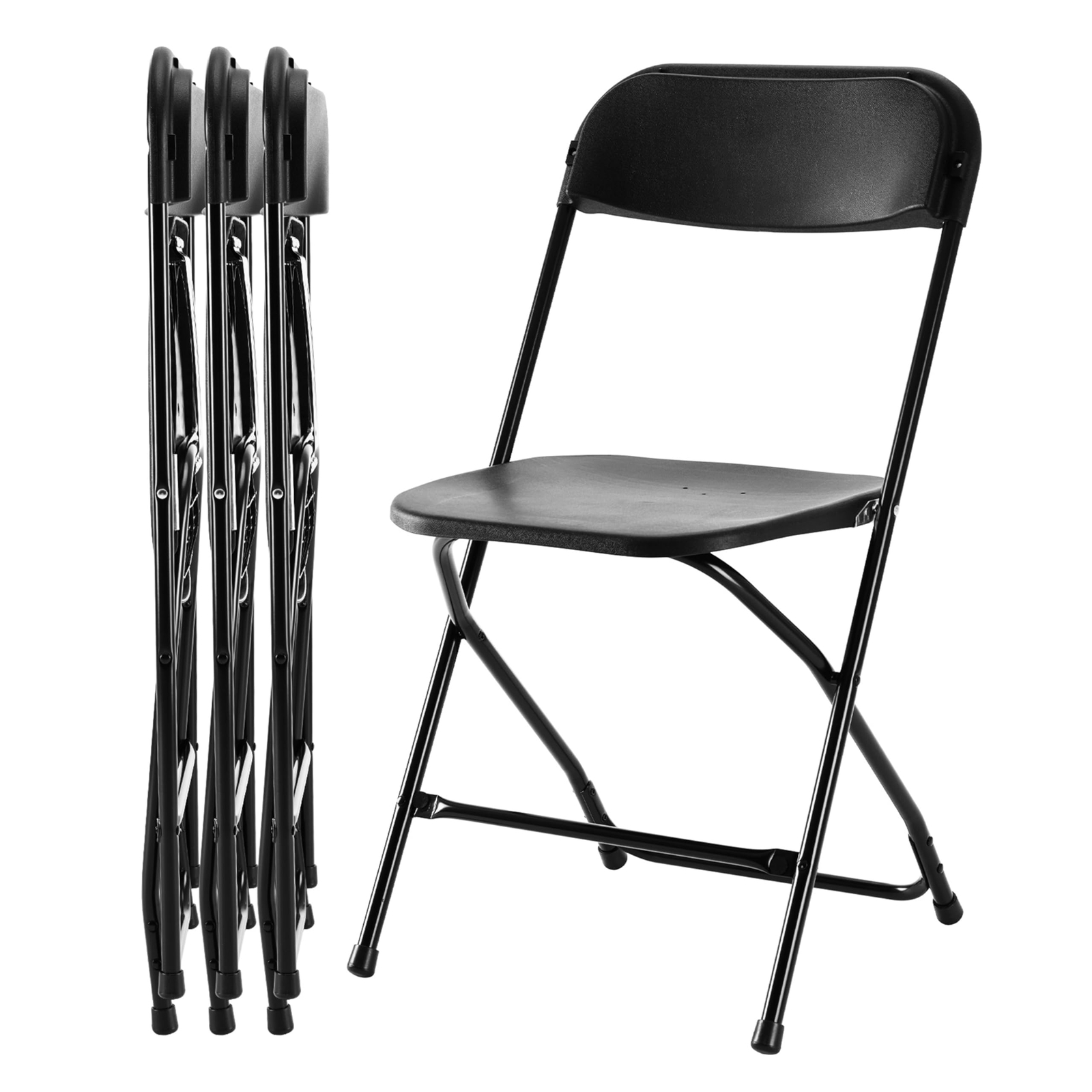 4 Pack Folding Chair Plastic Foldable Stackable Portable Outdoor/Indoor Black