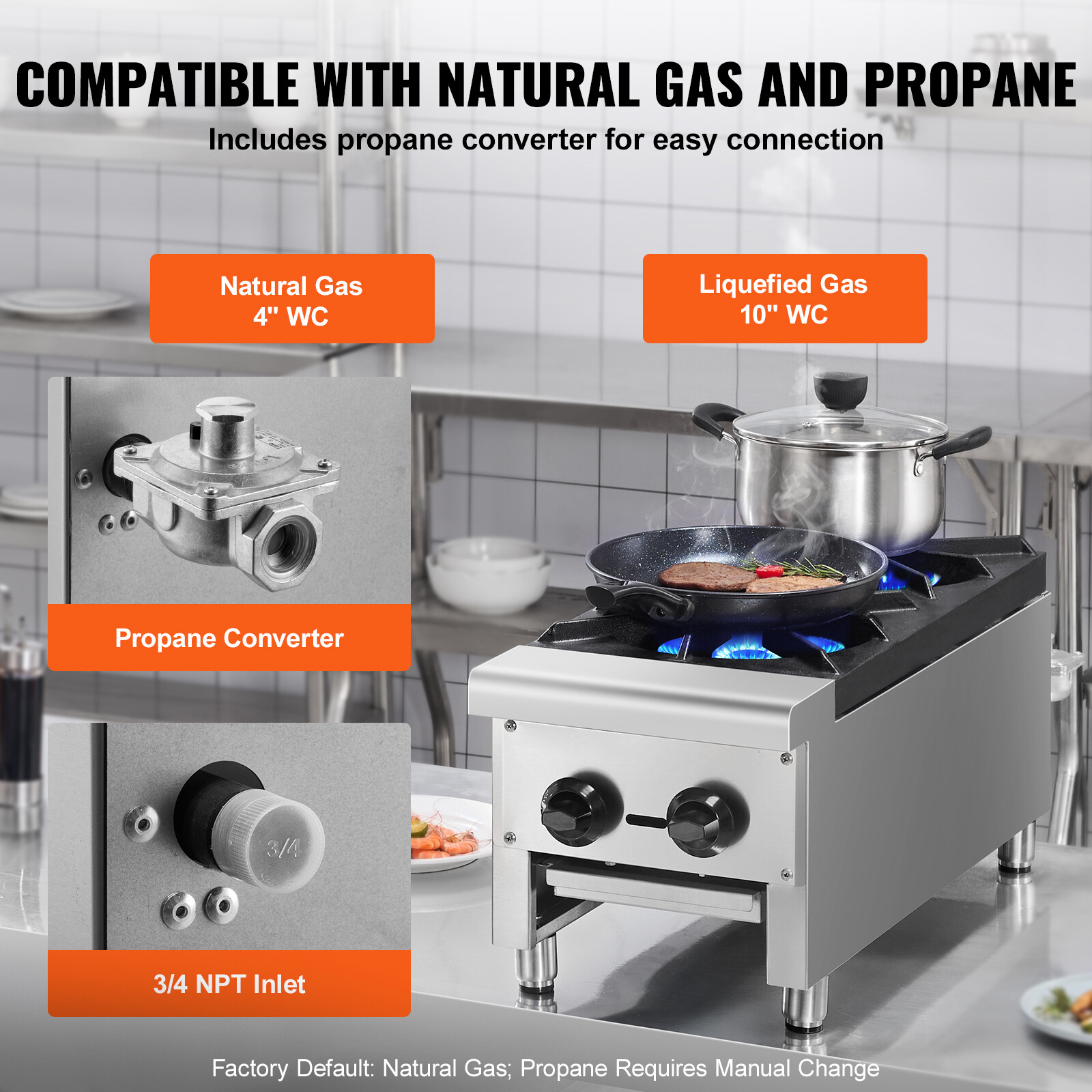 VEVOR 12″ Commercial Gas Range Stove 2 Burners Hot Plate Countertop Propane Cook