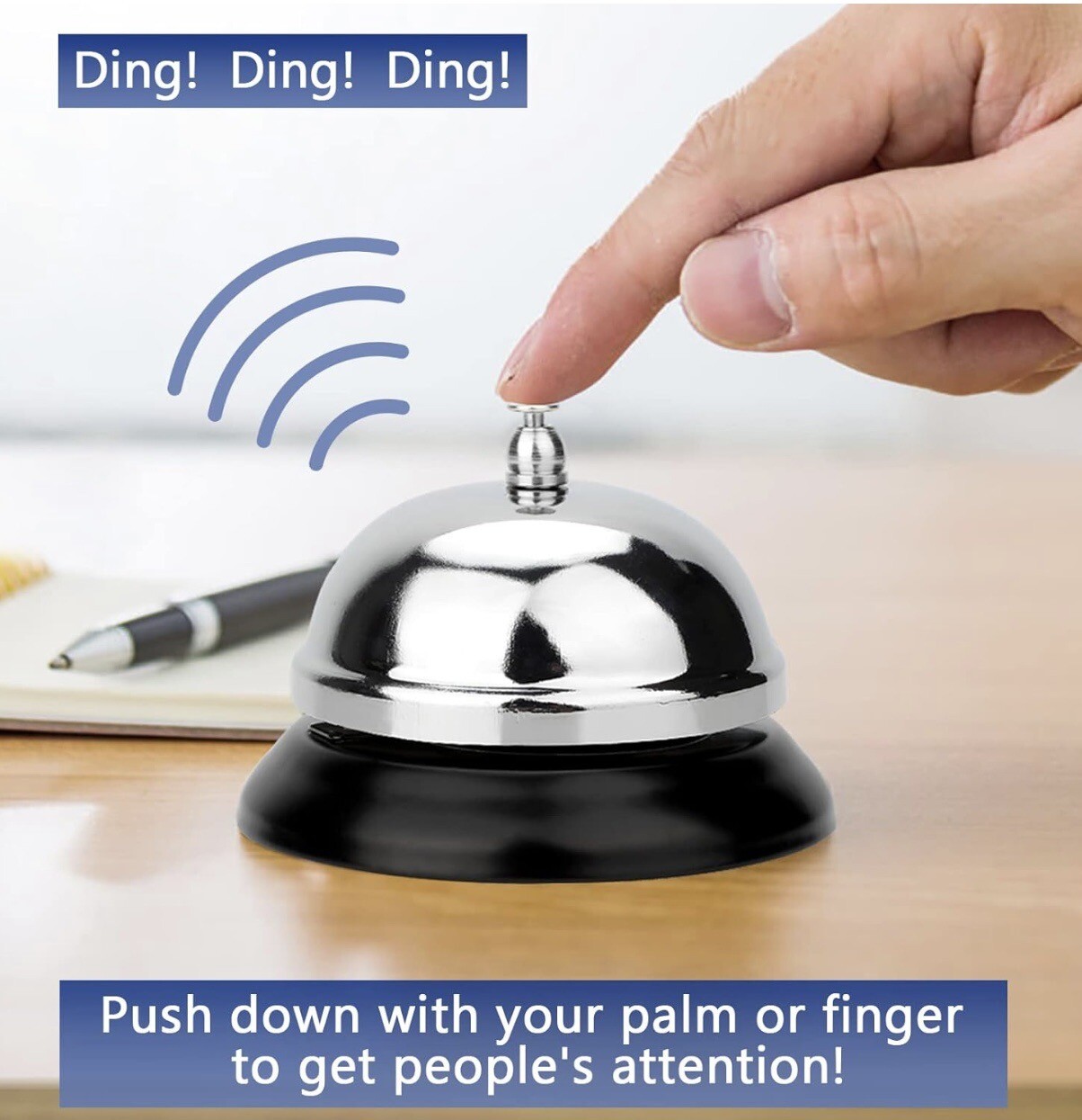 2 PCS Service Bell for Call & Desk Service with All-Metal Construction 3.38 Inch